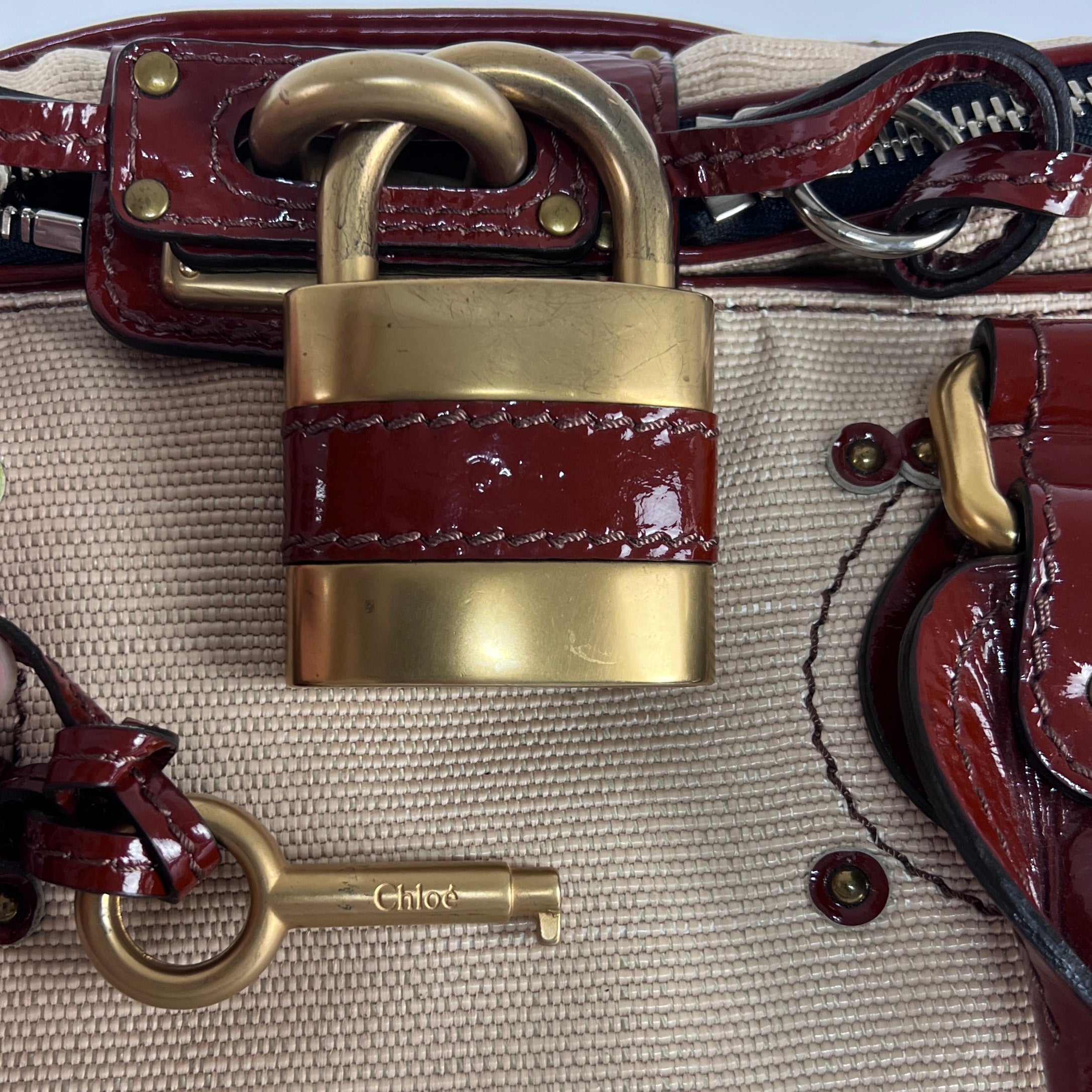 Sac à main CHLOÉ Paddington toile et cuir marron
