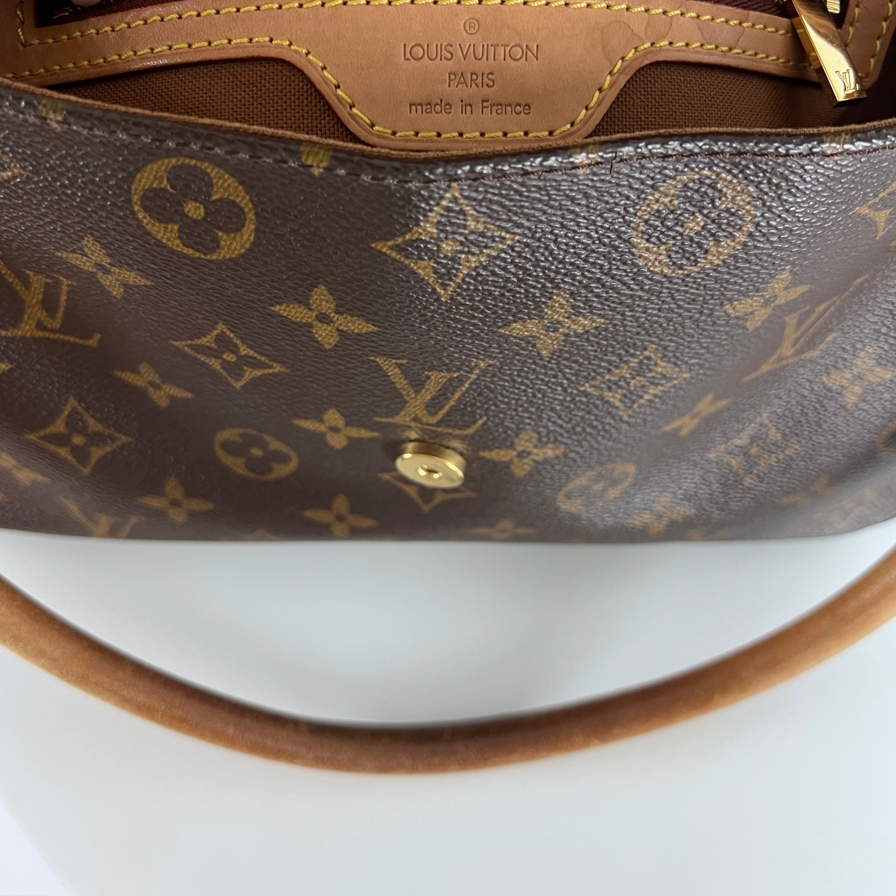 LOUIS VUITTON Looping handbag in brown canvas and leather