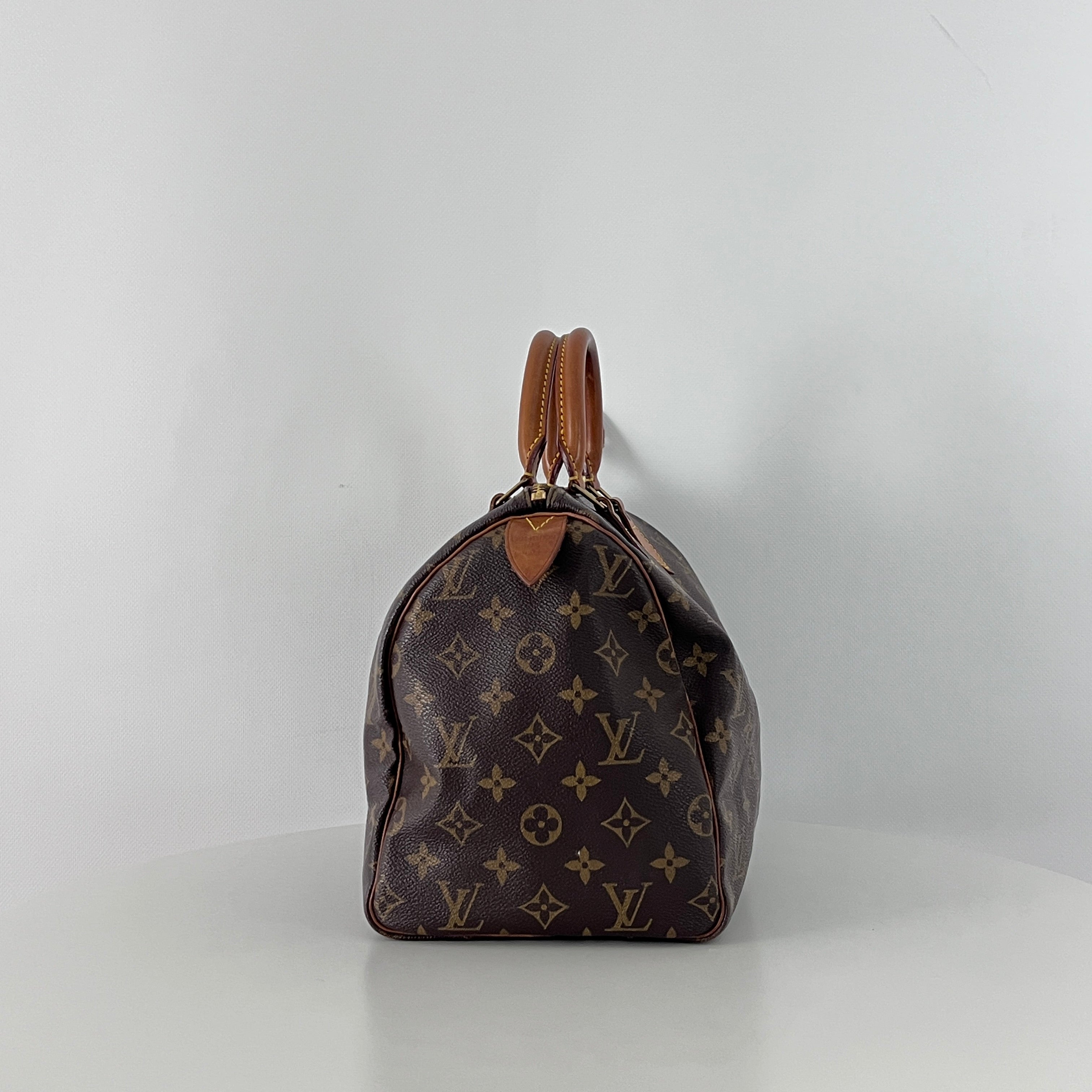 Sac à main LOUIS VUITTON Speedy 30 toile et cuir marron