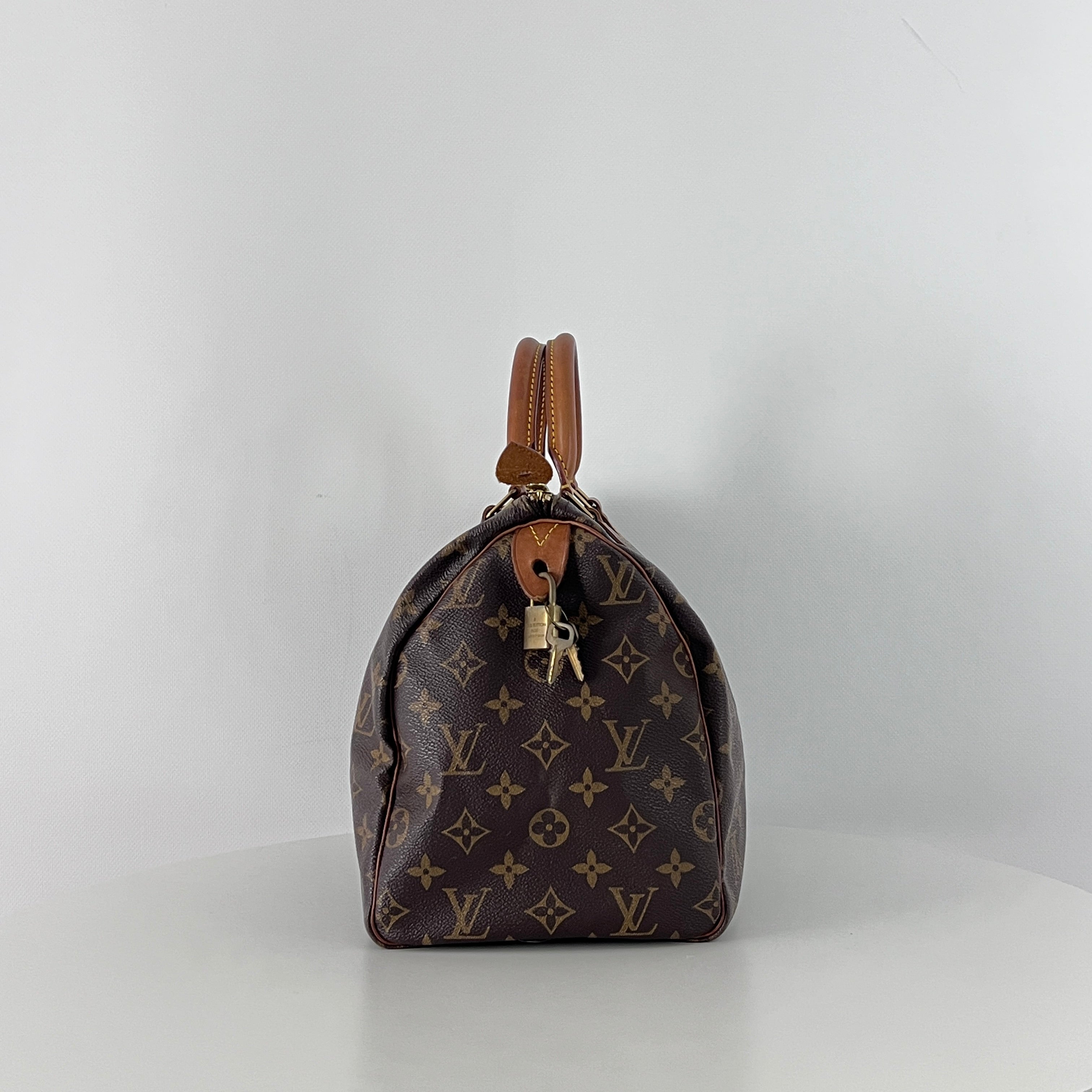 Sac à main LOUIS VUITTON Speedy 30 toile et cuir marron