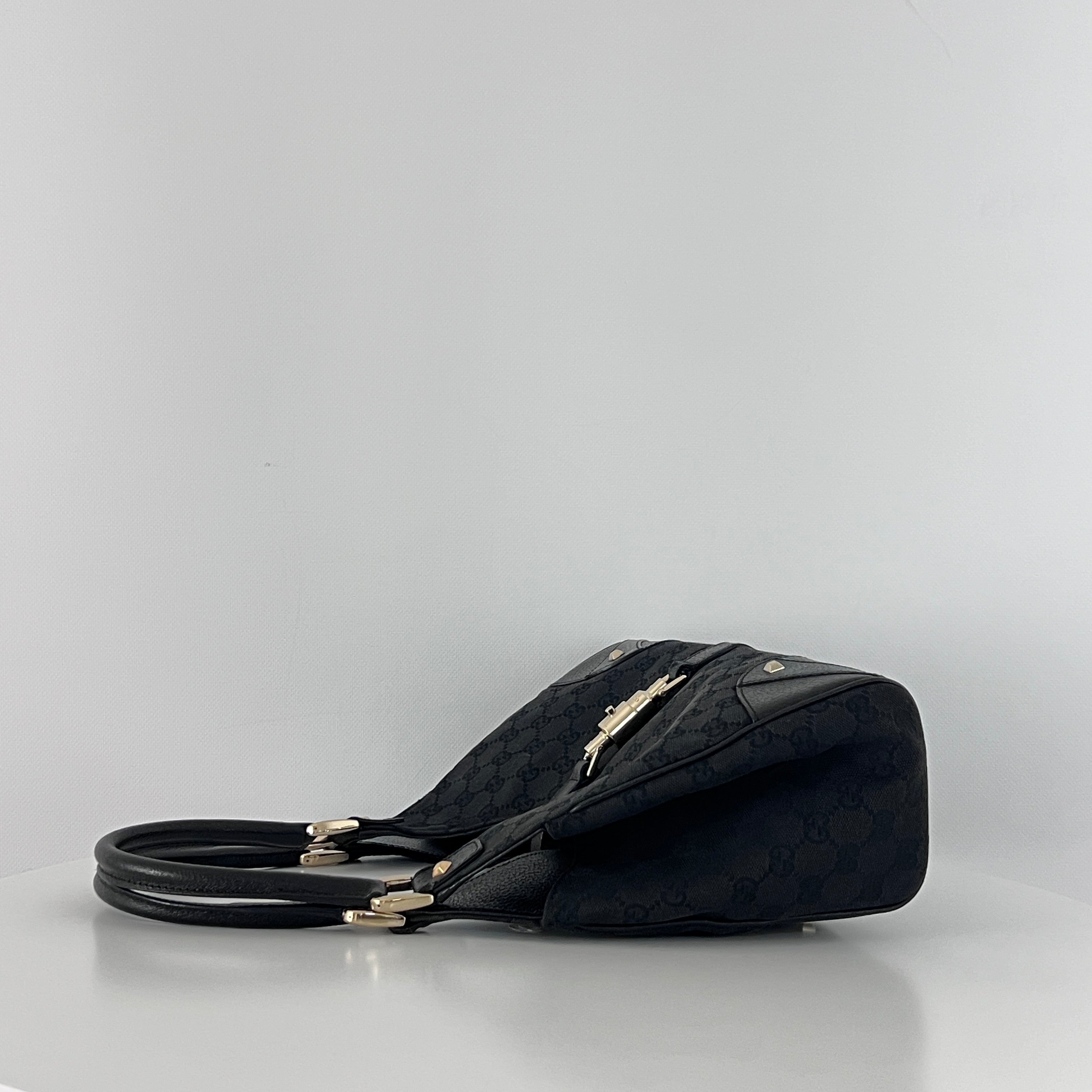 Sac à main GUCCI Jackie toile et cuir noir