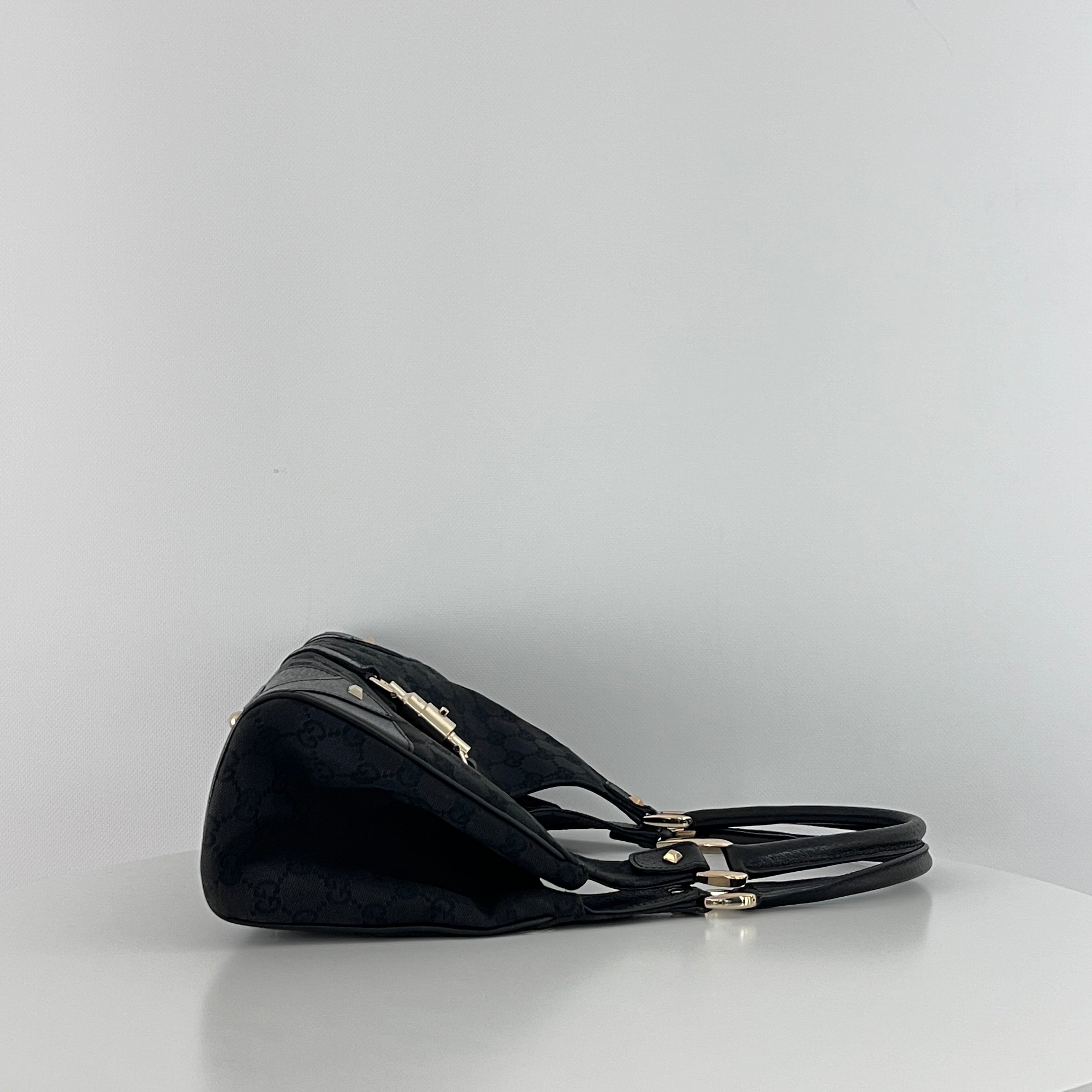 Sac à main GUCCI Jackie toile et cuir noir