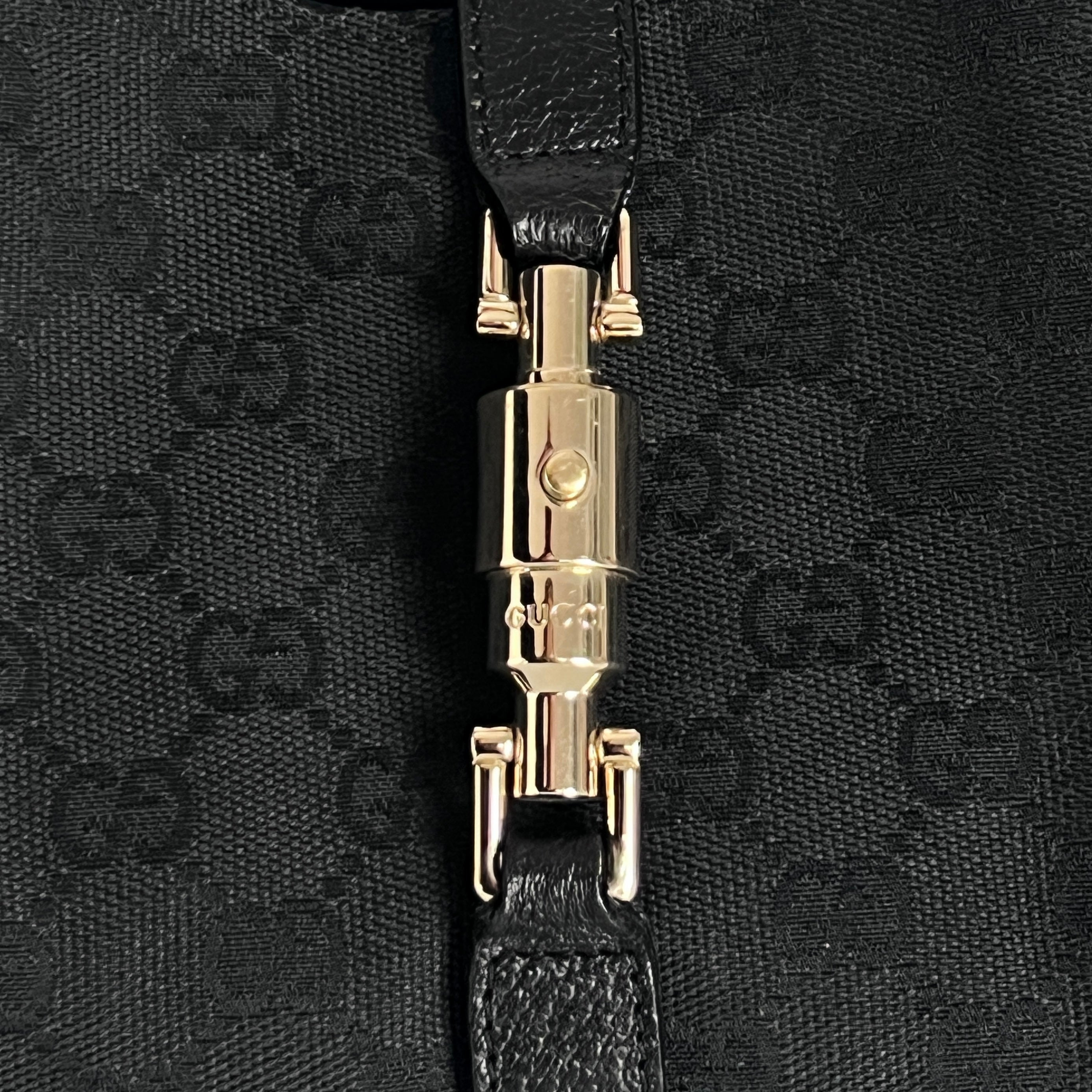 Sac à main GUCCI Jackie toile et cuir noir