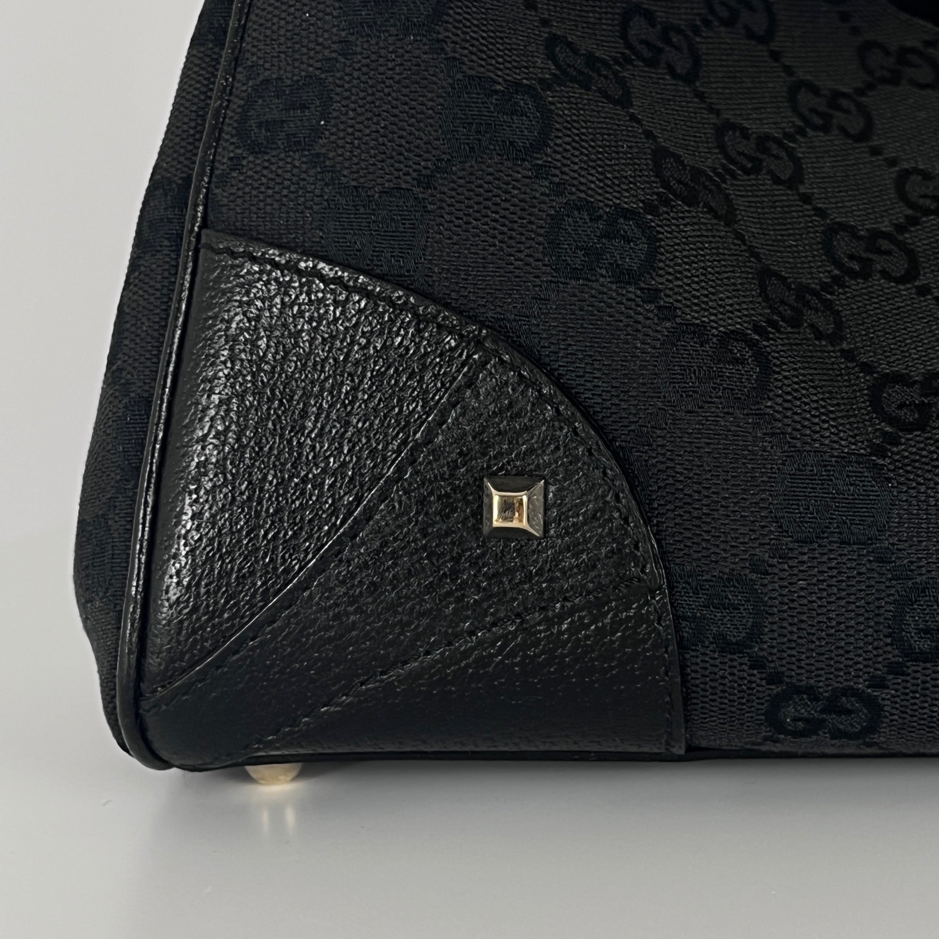 Sac à main GUCCI Jackie toile et cuir noir