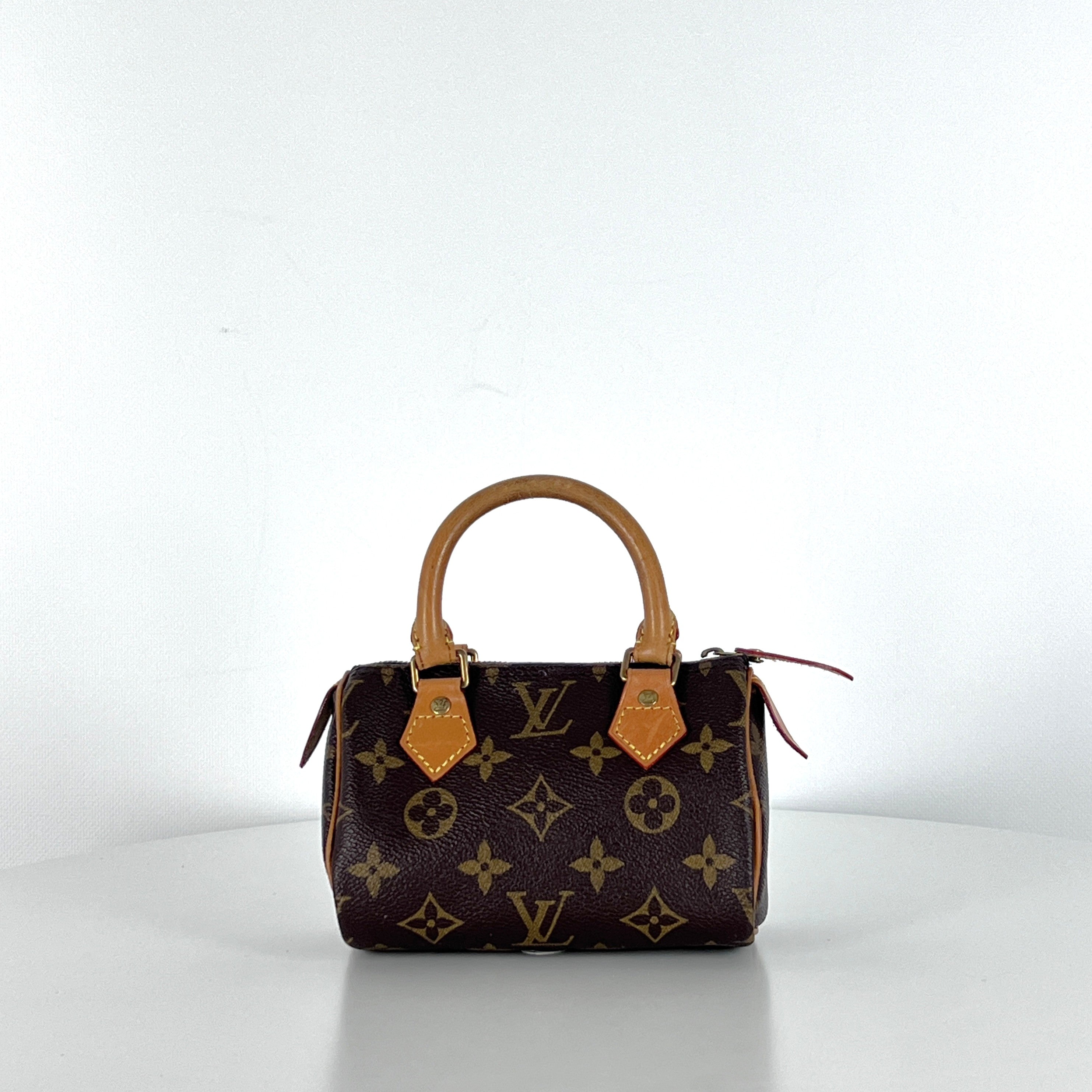 Sac à main LOUIS VUITTON Nano Speedy toile et cuir marron