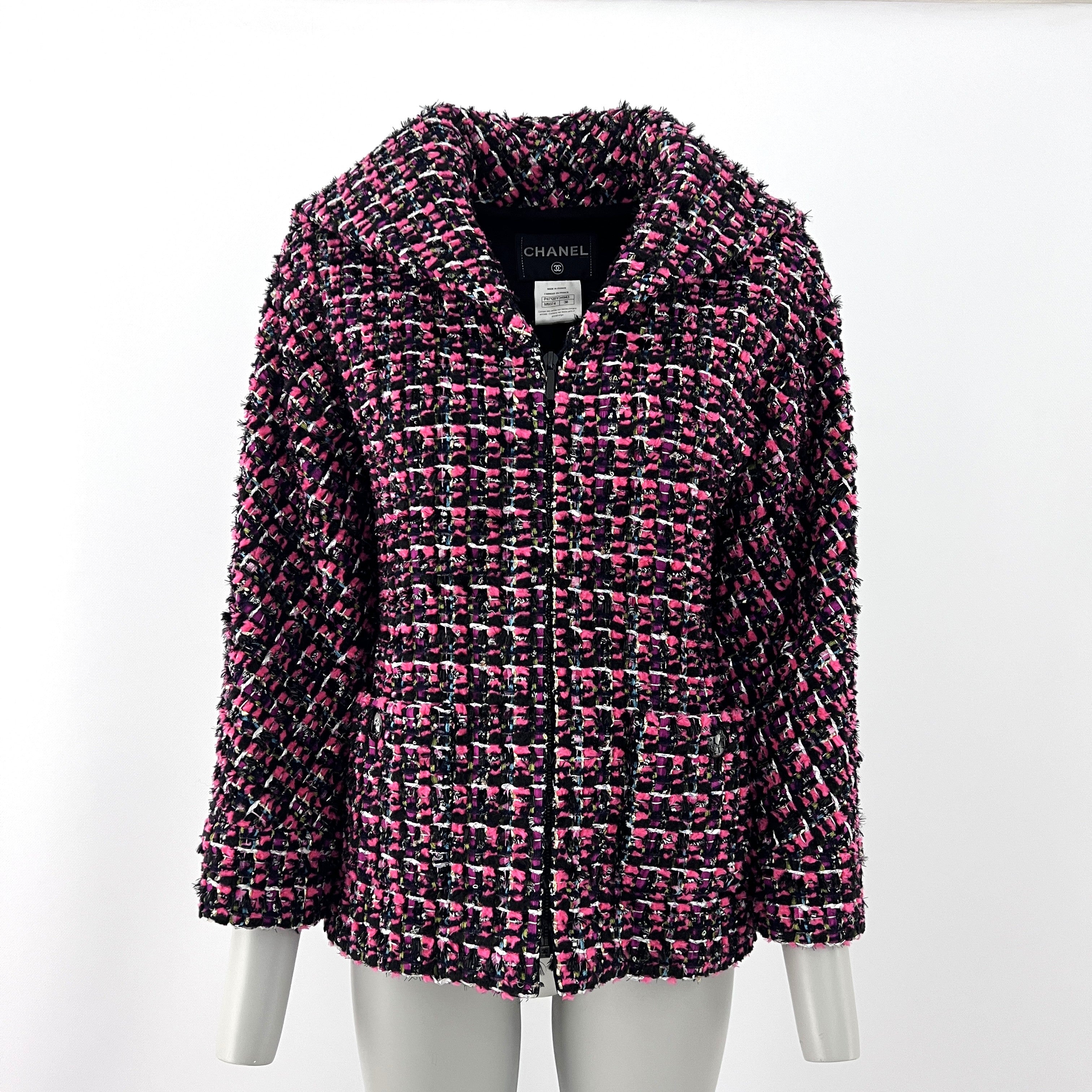シャネル CHANEL uniform 黒ｘピンク ツィードジャケット 00V Chanel authenticated vintage pink tweed jacket