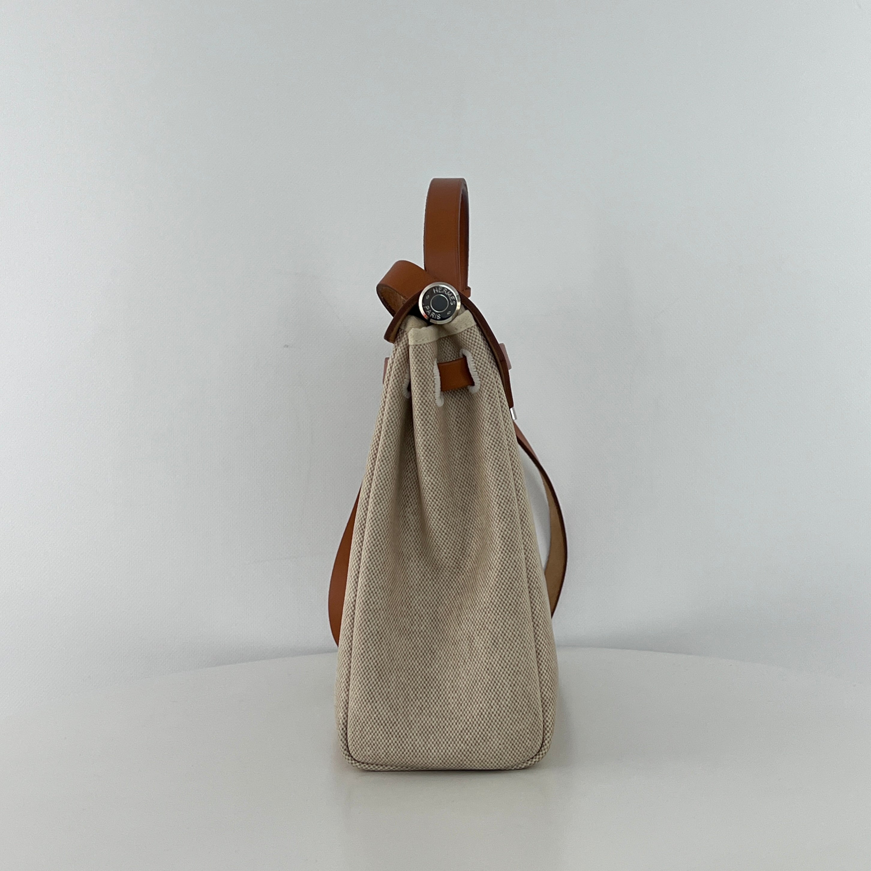 Sac à main HERMÈS Herbag 31 toile et cuir marron