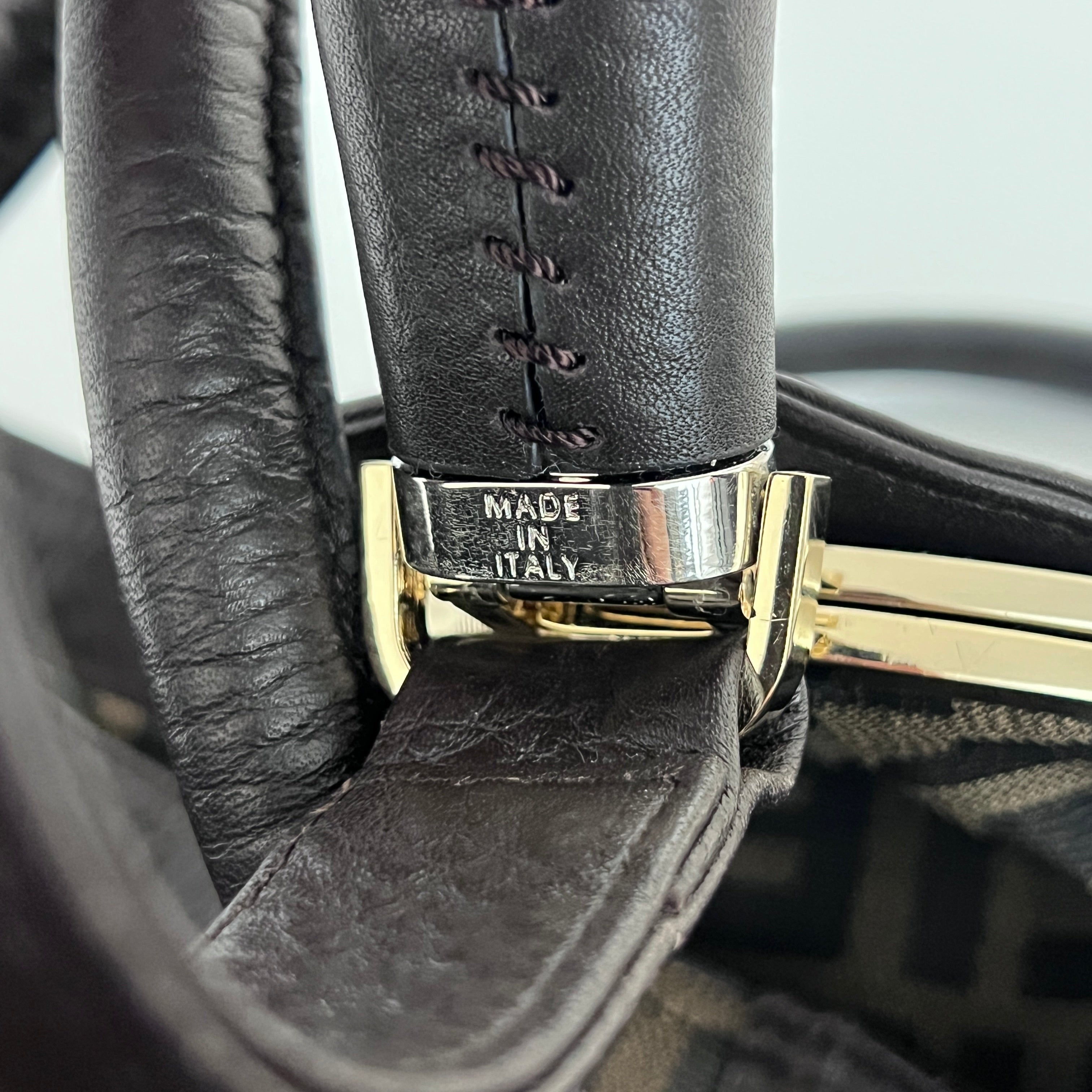 Sac à main FENDI Spy toile et cuir marron