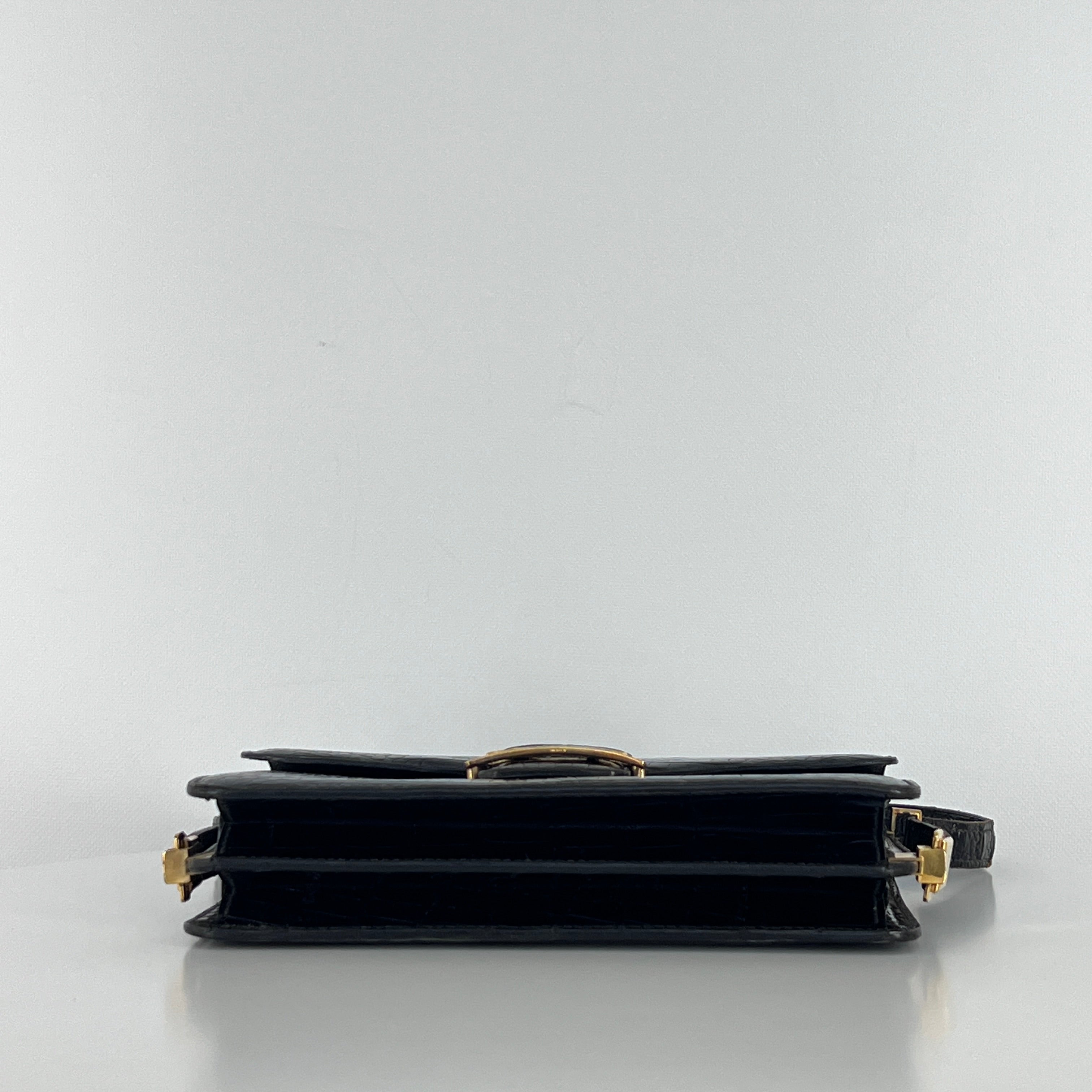 Sac à main CELINE Triomphe crocodile noir