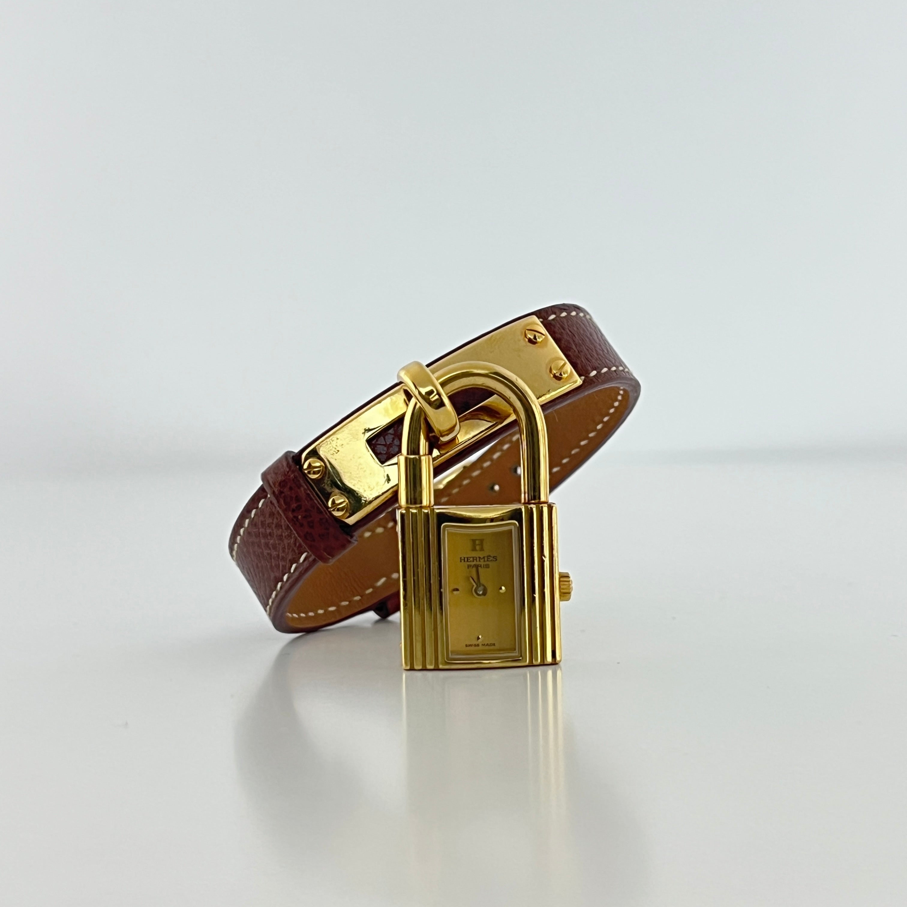 Montre HERMÈS Kelly plaqué or dorée