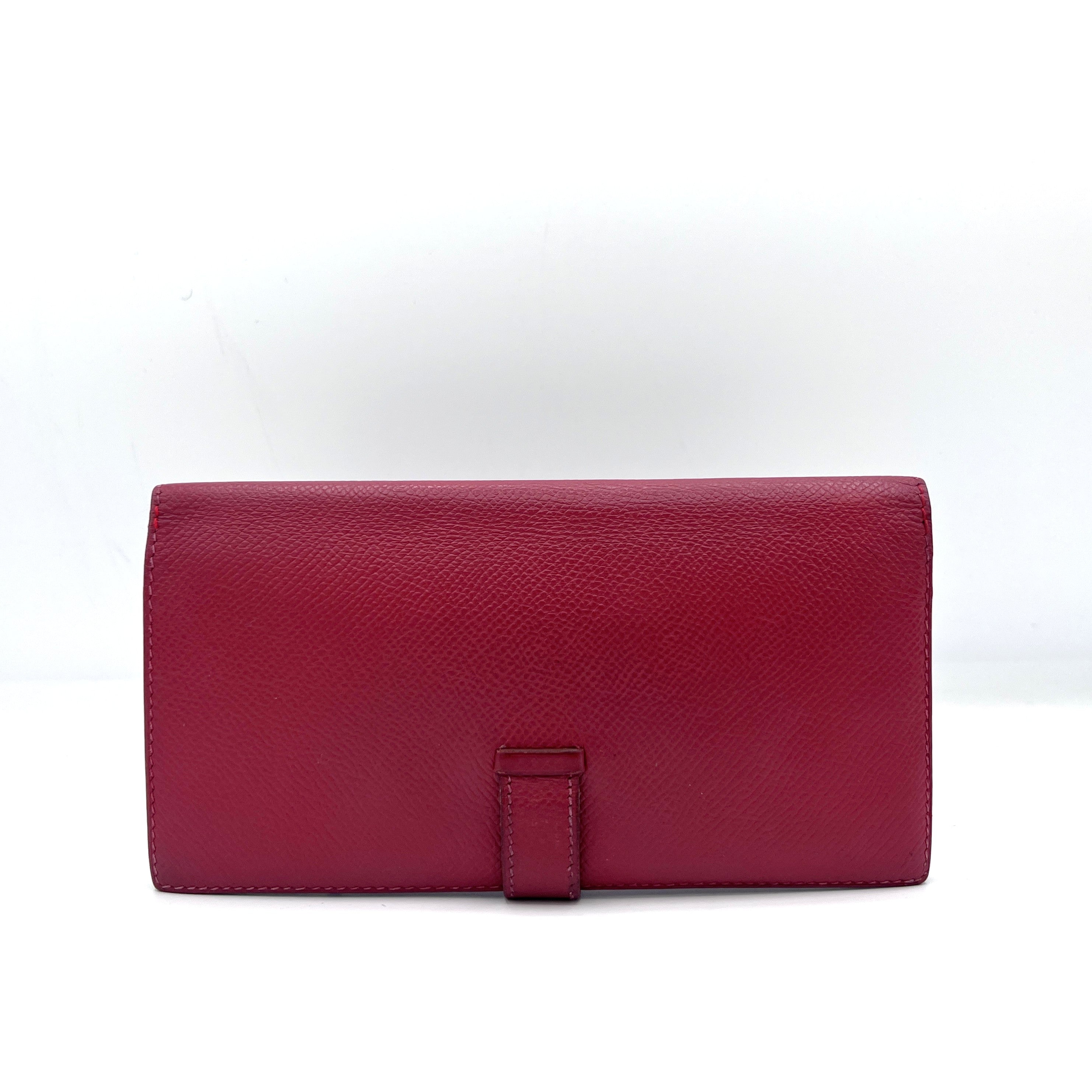 Portefeuille HERMÈS Béarn cuir rouge