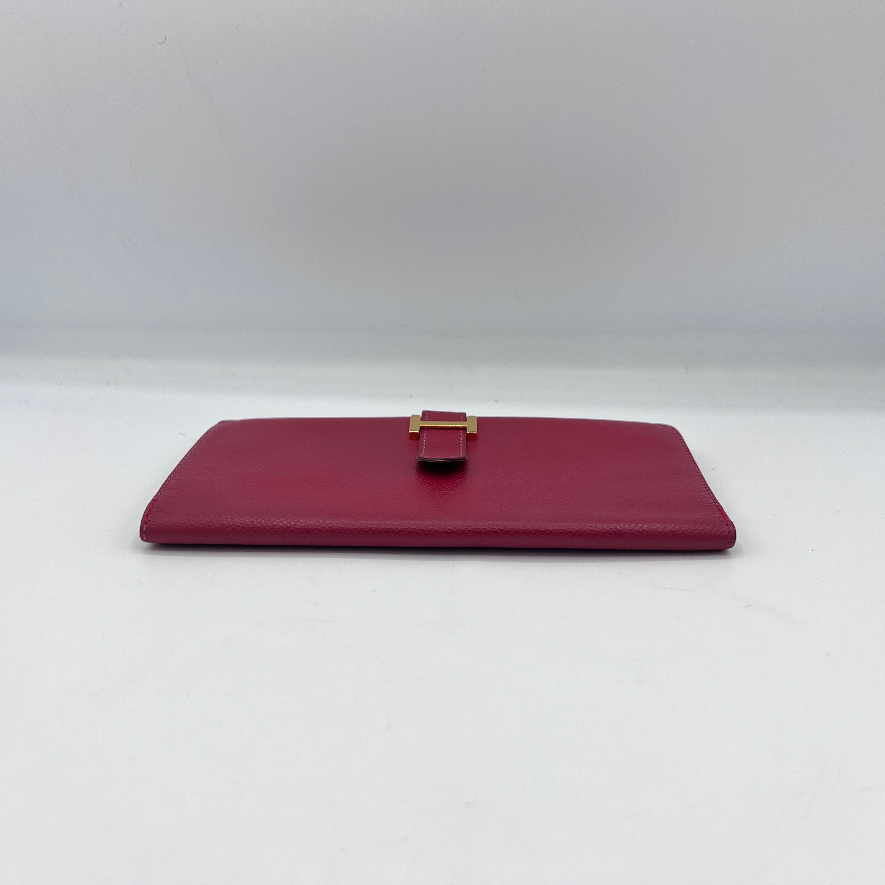 Portefeuille HERMÈS Béarn cuir rouge