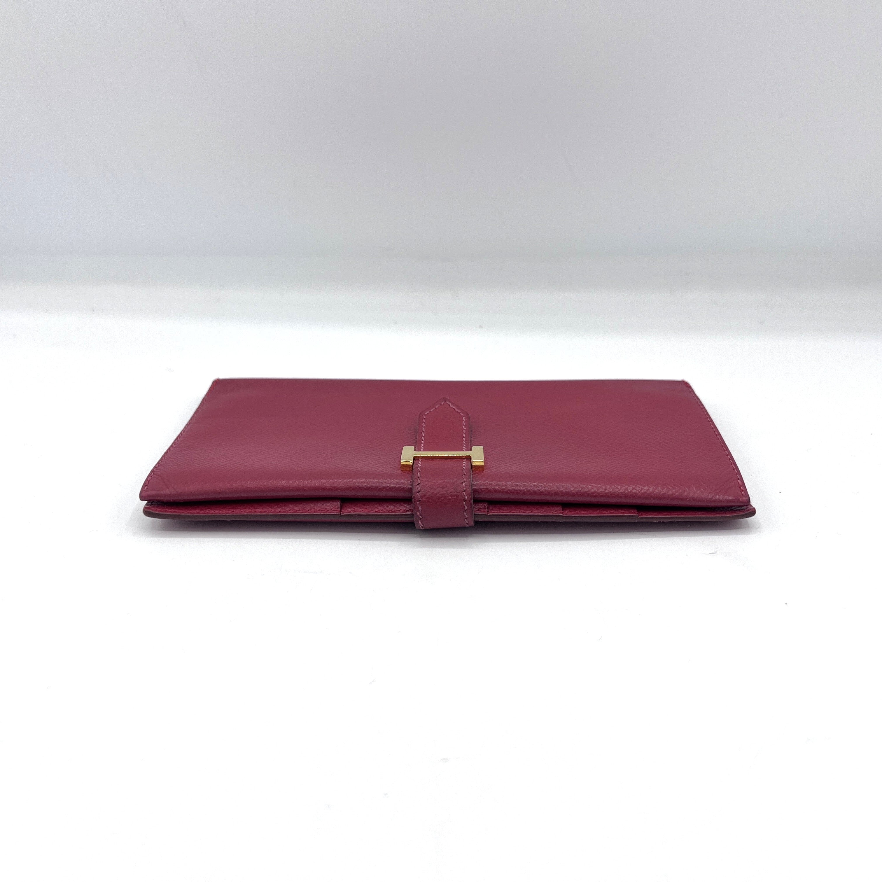 Portefeuille HERMÈS Béarn cuir rouge