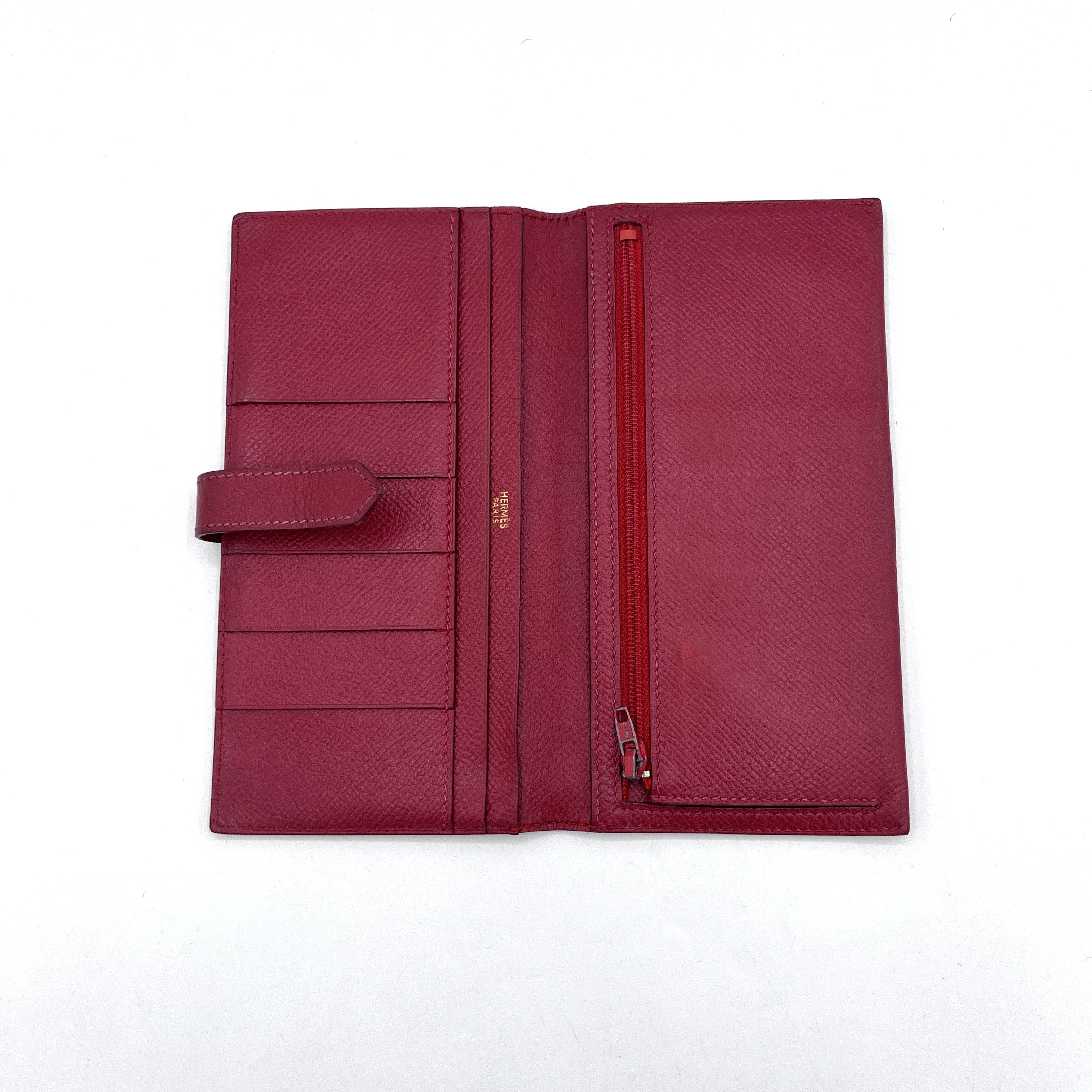 Portefeuille HERMÈS Béarn cuir rouge