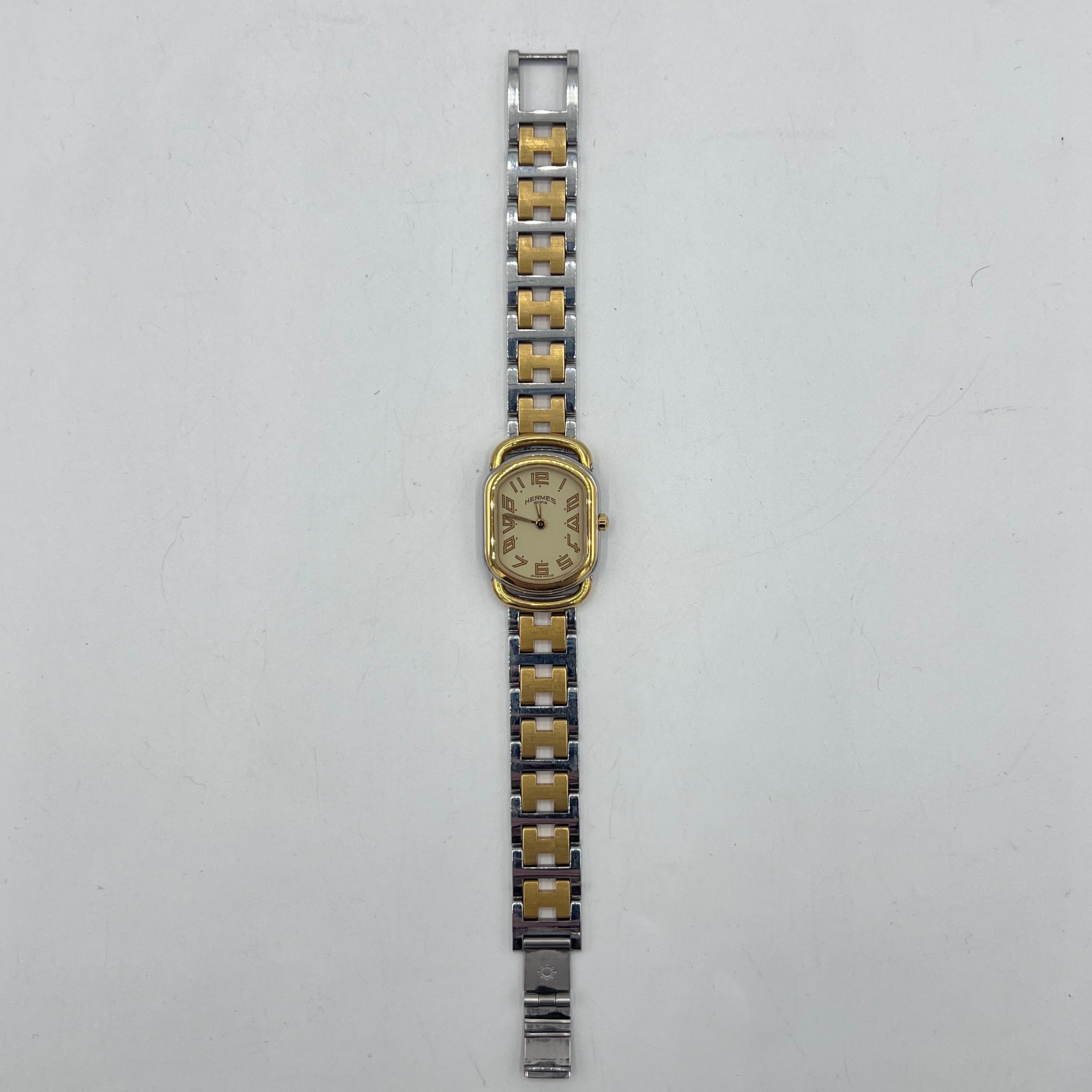 HERMÈS Rallye watch, gold-plated and two-tone steel