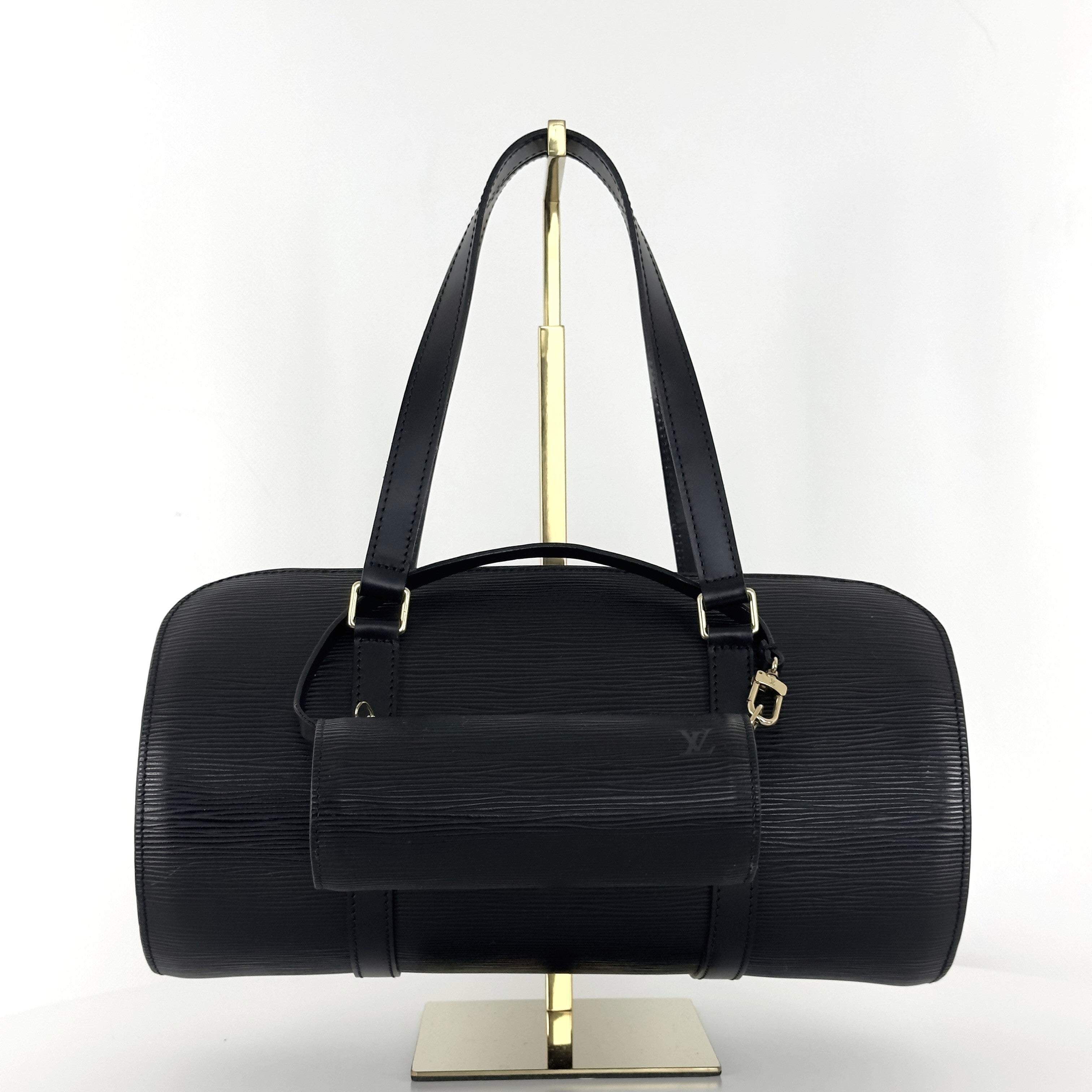 Sac à main LOUIS VUITTON Soufflot cuir épi noir