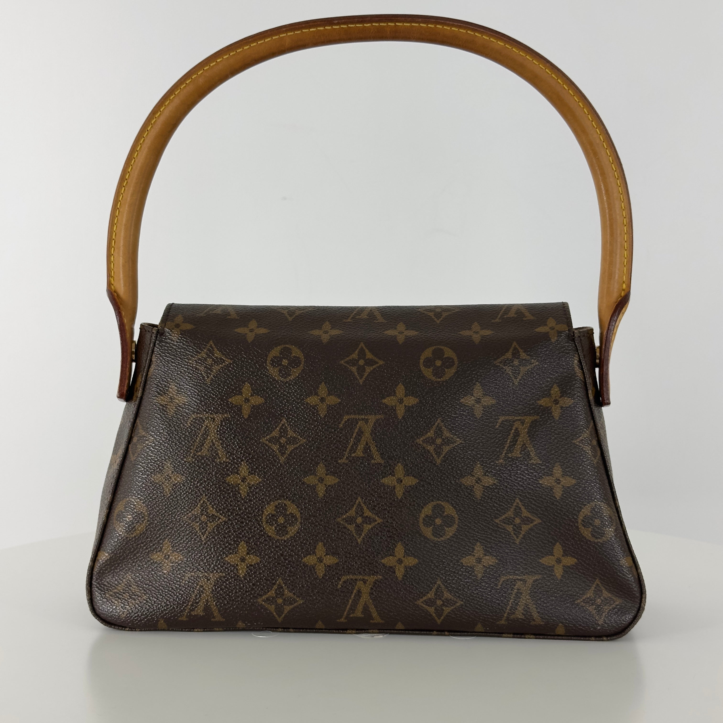 Sac à main LOUIS VUITTON Looping PM toile et cuir marron
