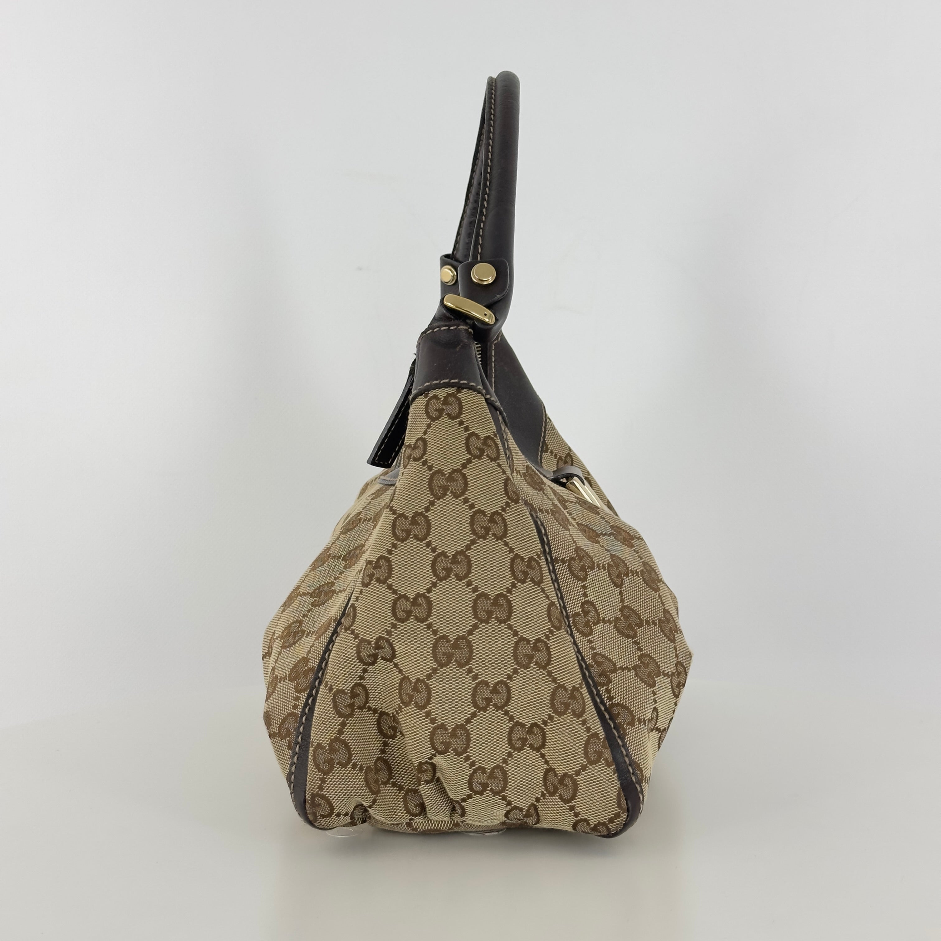 GUCCI Abby Hobo handbag in brown canvas and leather