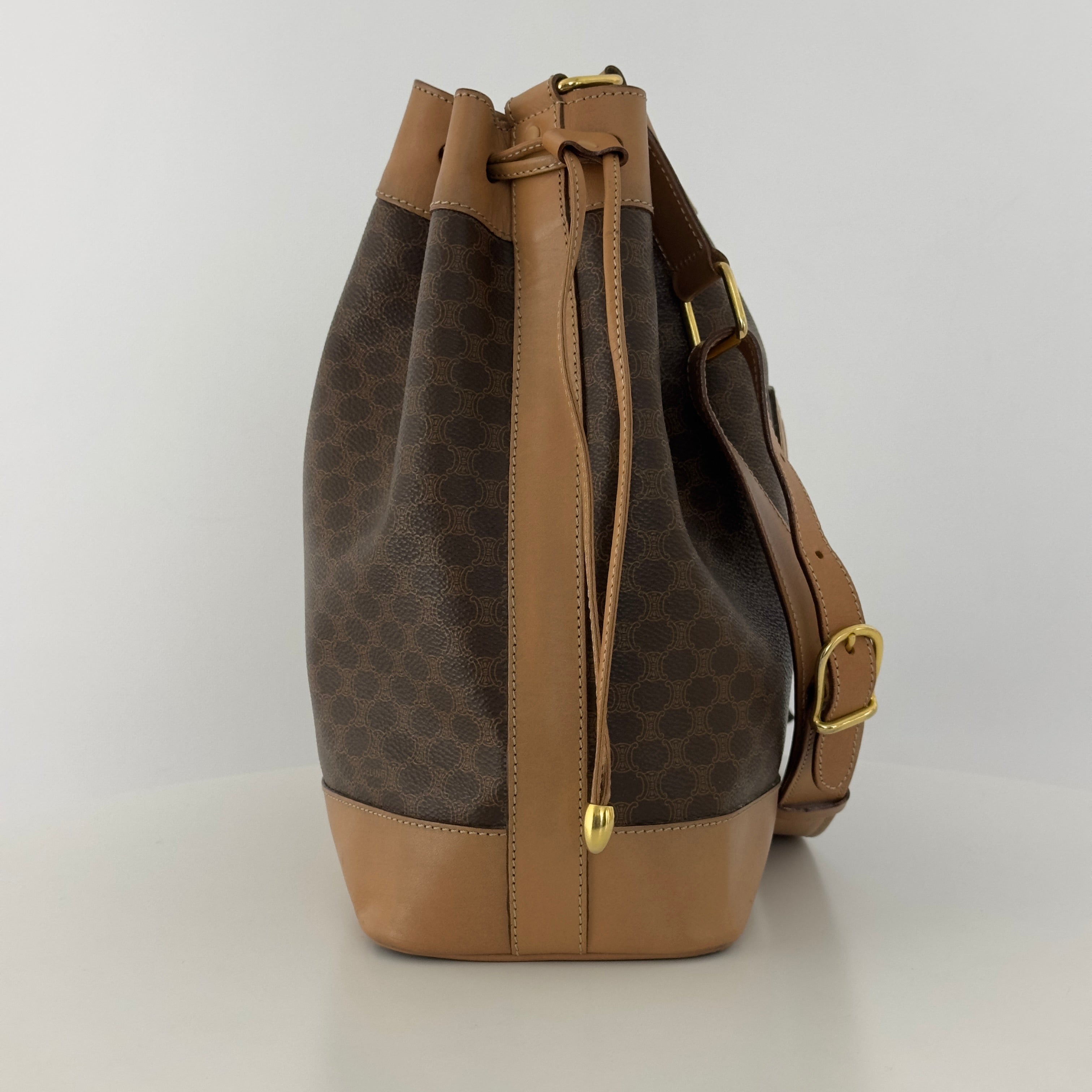 Sac à main CELINE Seau toile et cuir marron