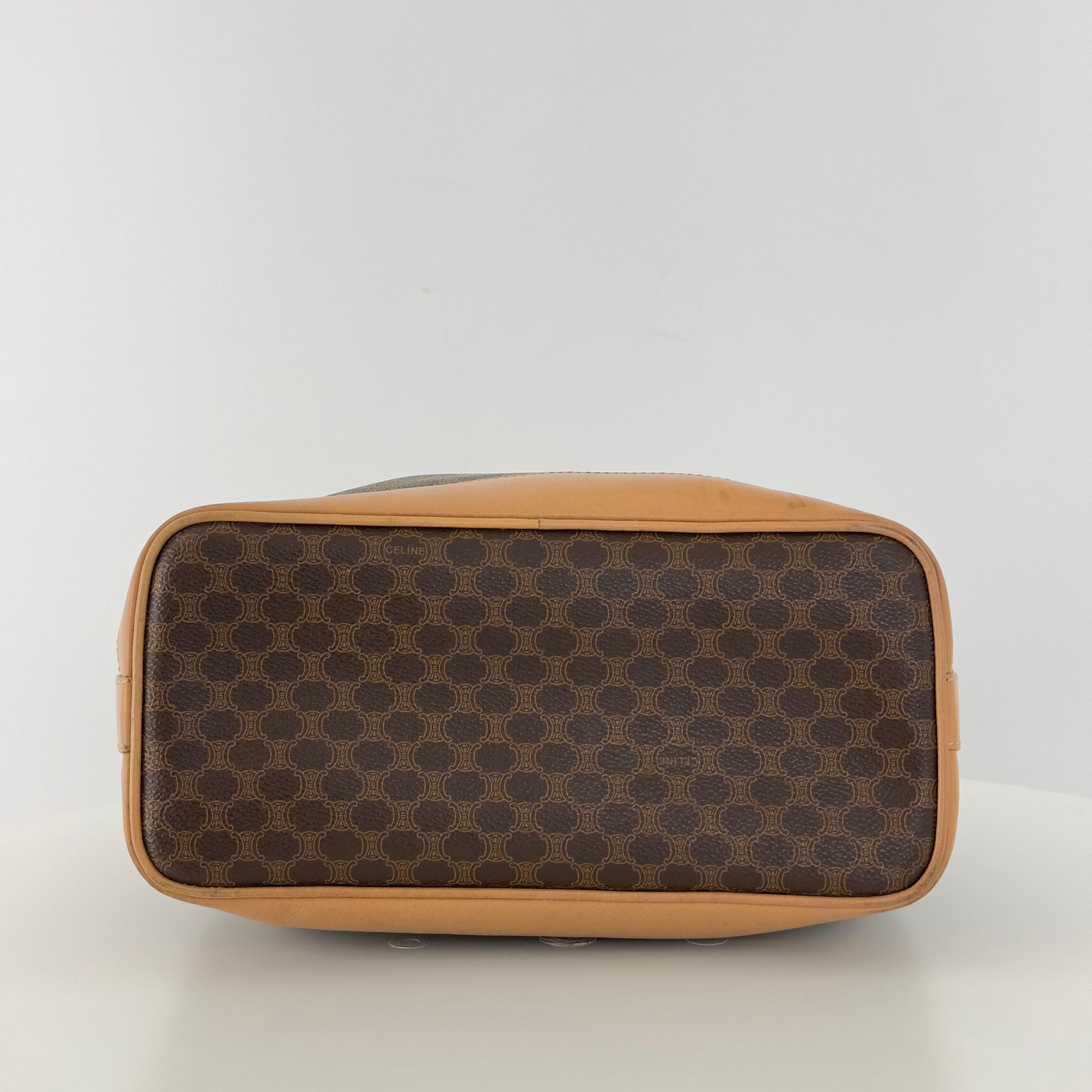 Sac à main CELINE Seau toile et cuir marron