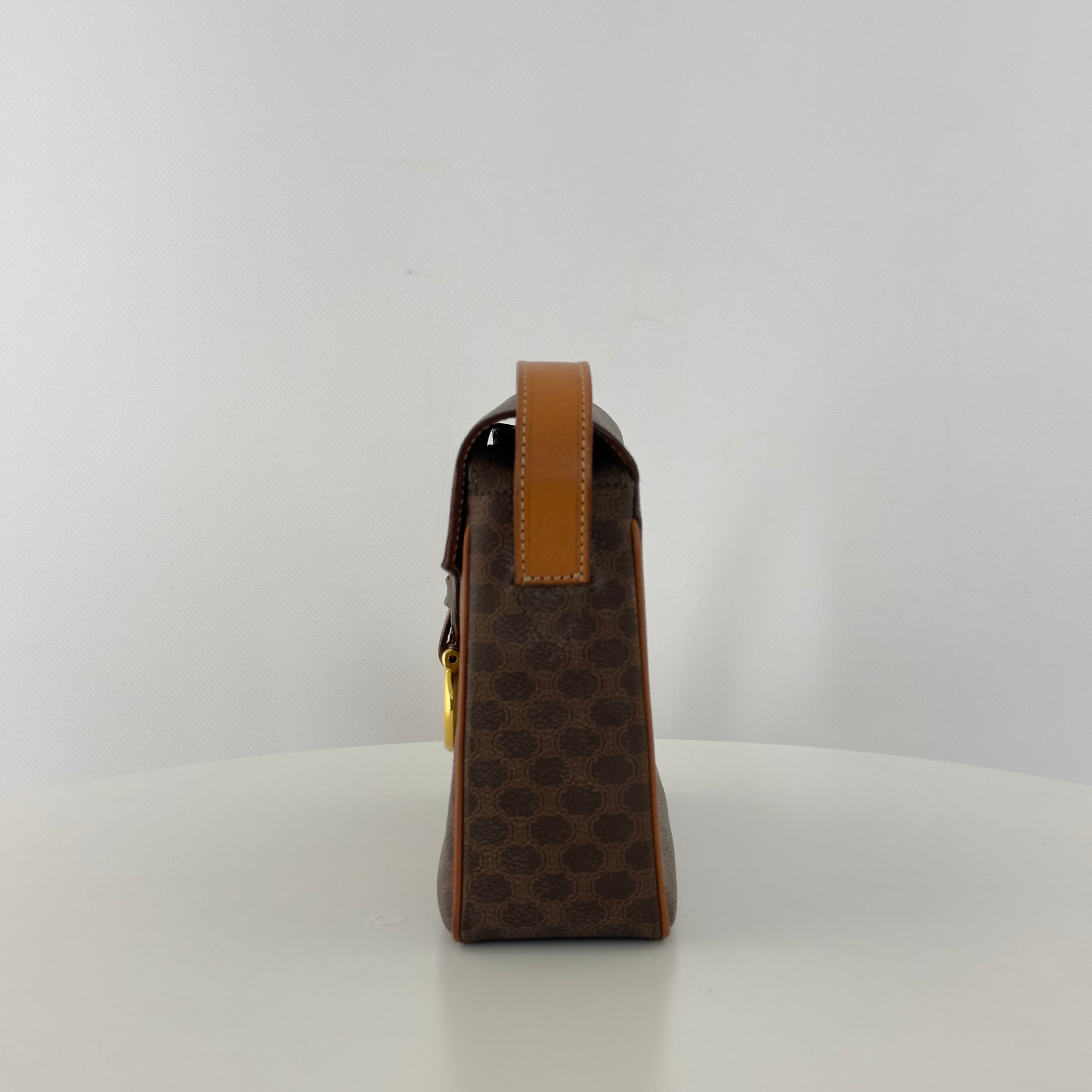 Sac à main CELINE Camera toile et cuir marron