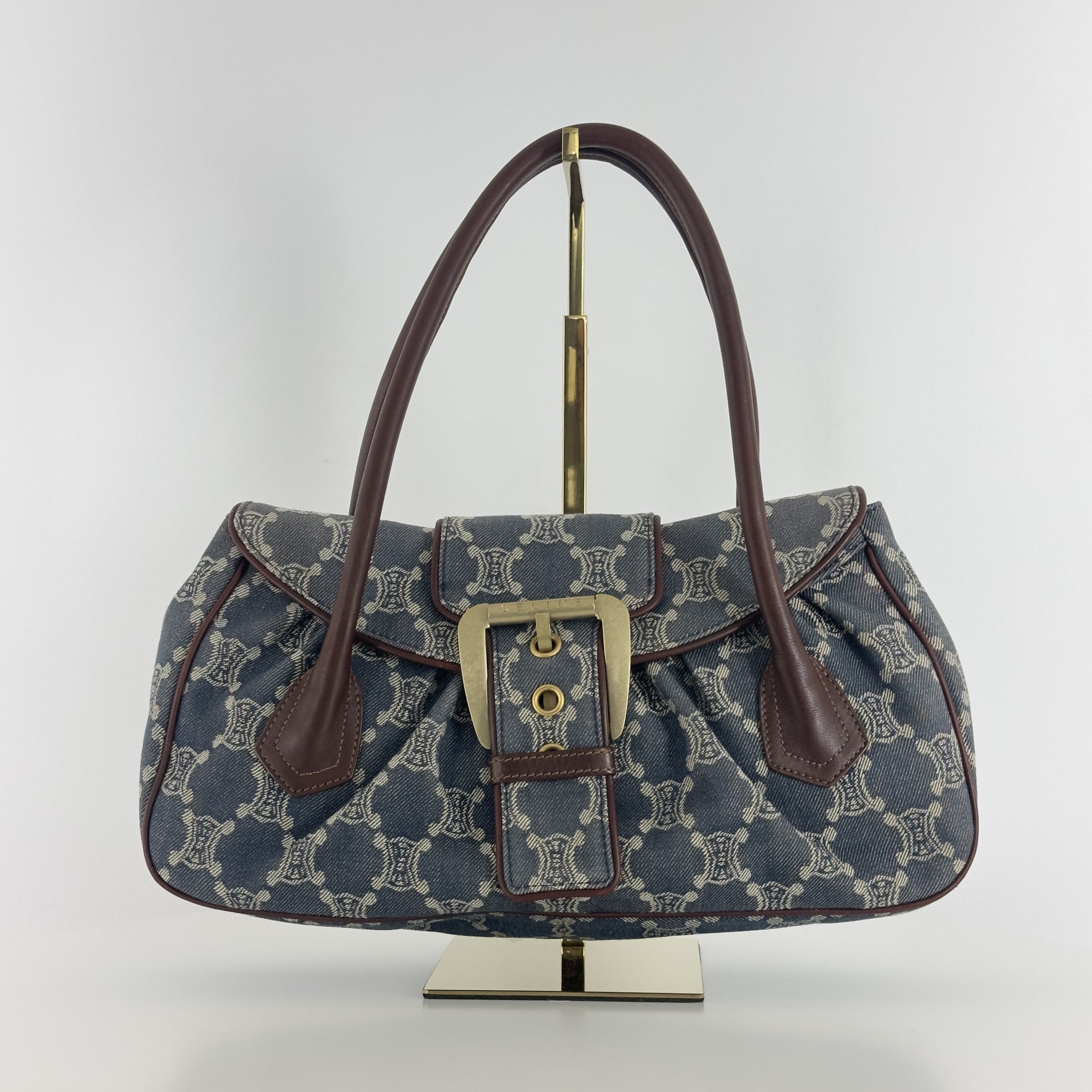 CELINE Macadam MM blue denim handbag