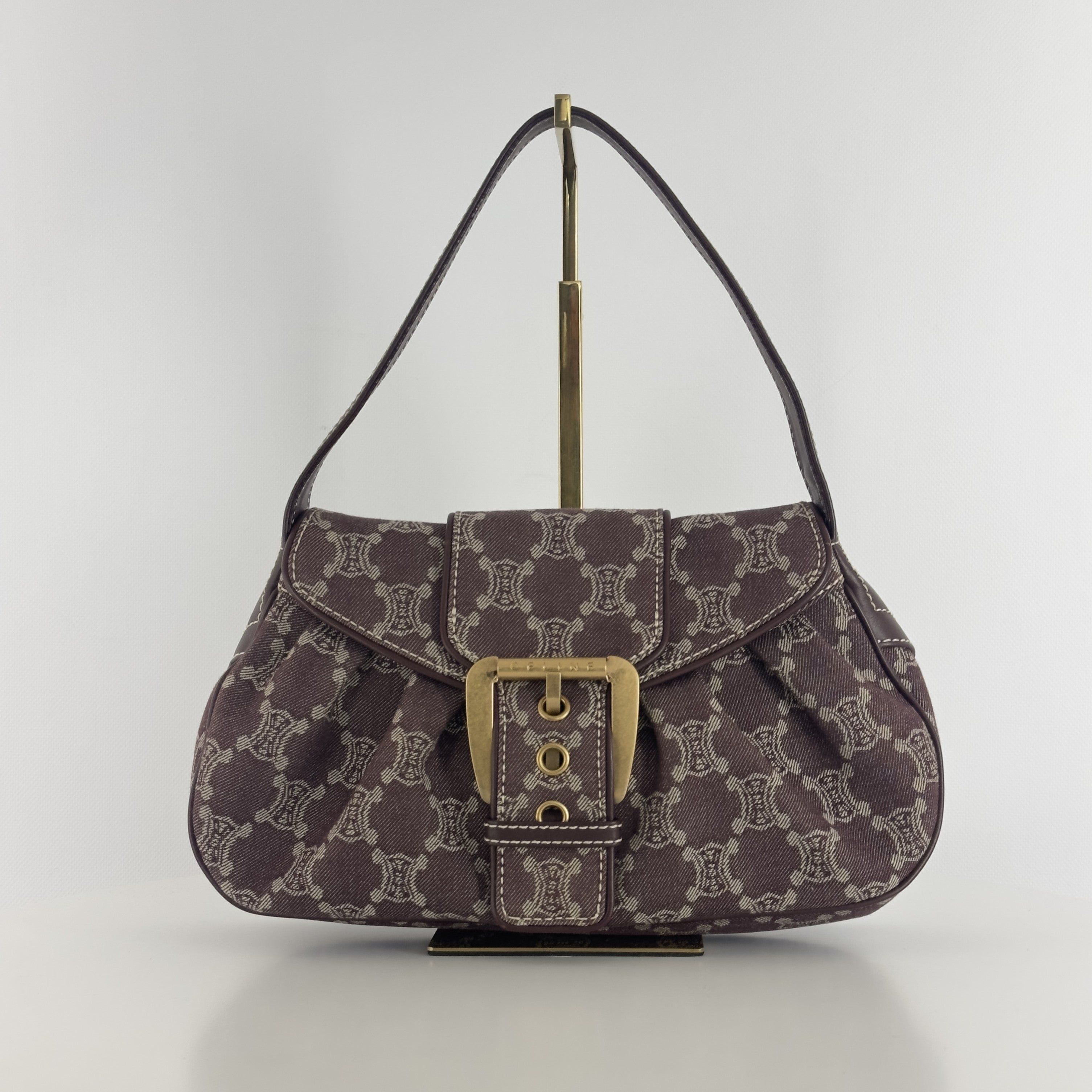 Sac à main CELINE Macadam PM denim marron