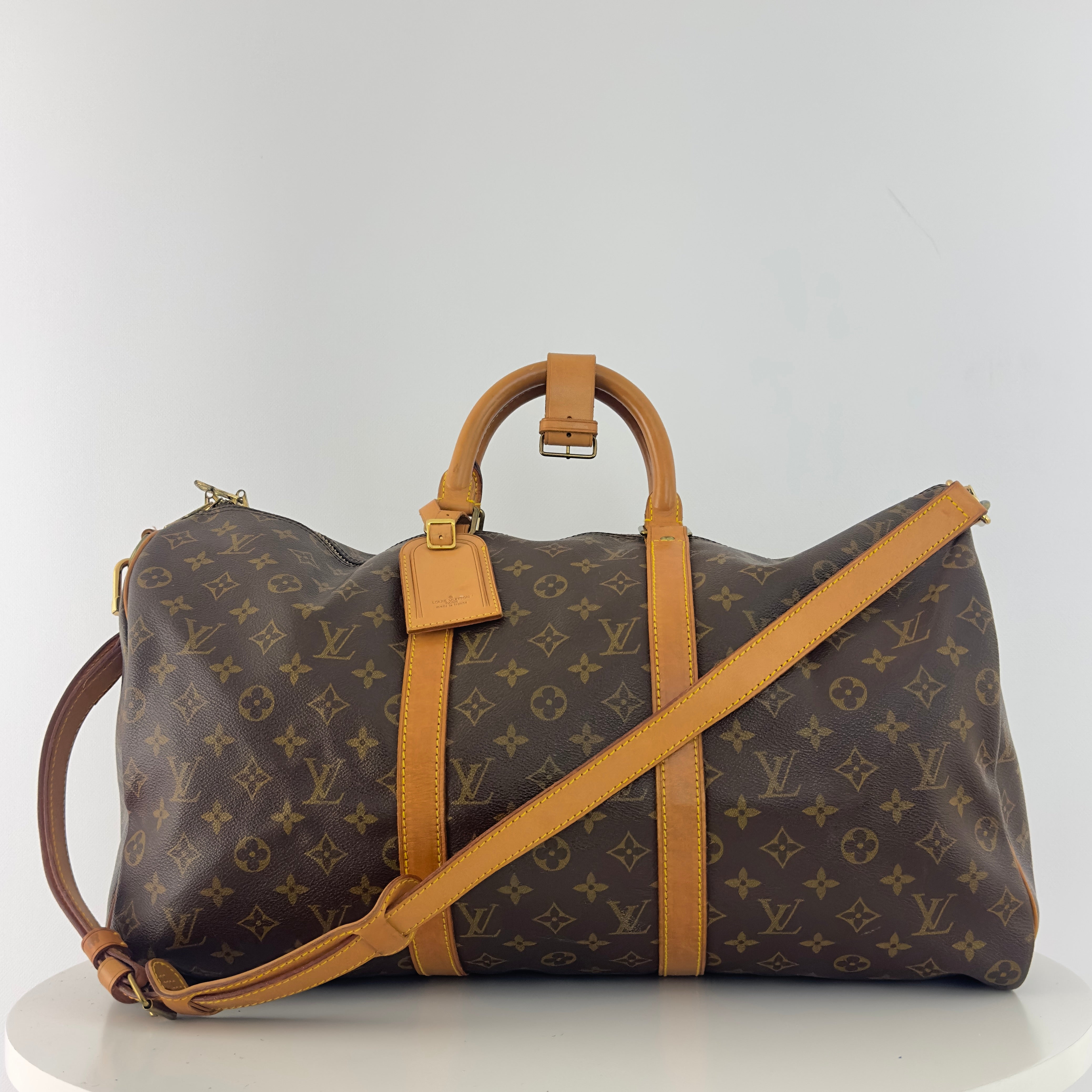 Sac à main LOUIS VUITTON Keepall 50 toile et cuir marron