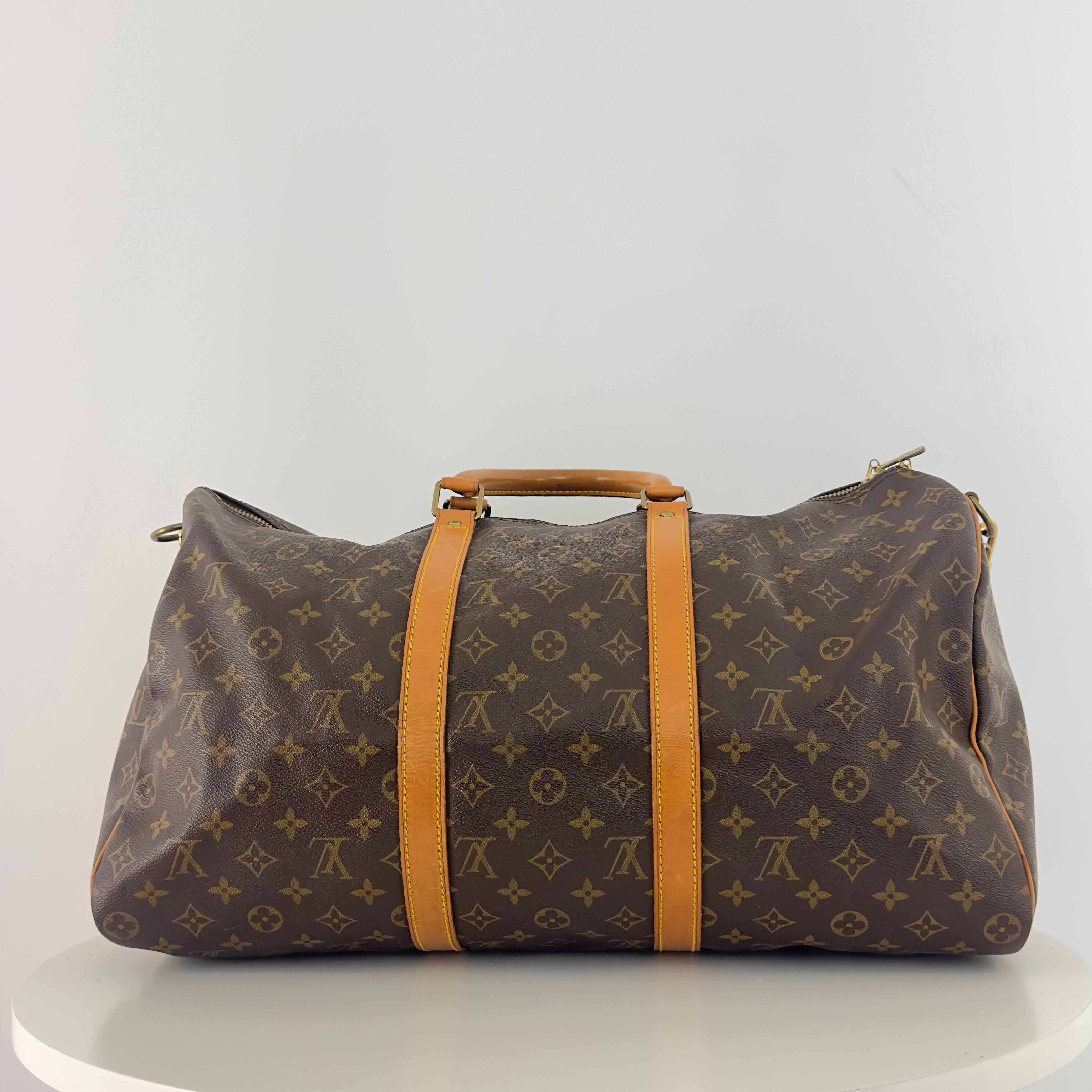 Sac à main LOUIS VUITTON Keepall 50 toile et cuir marron