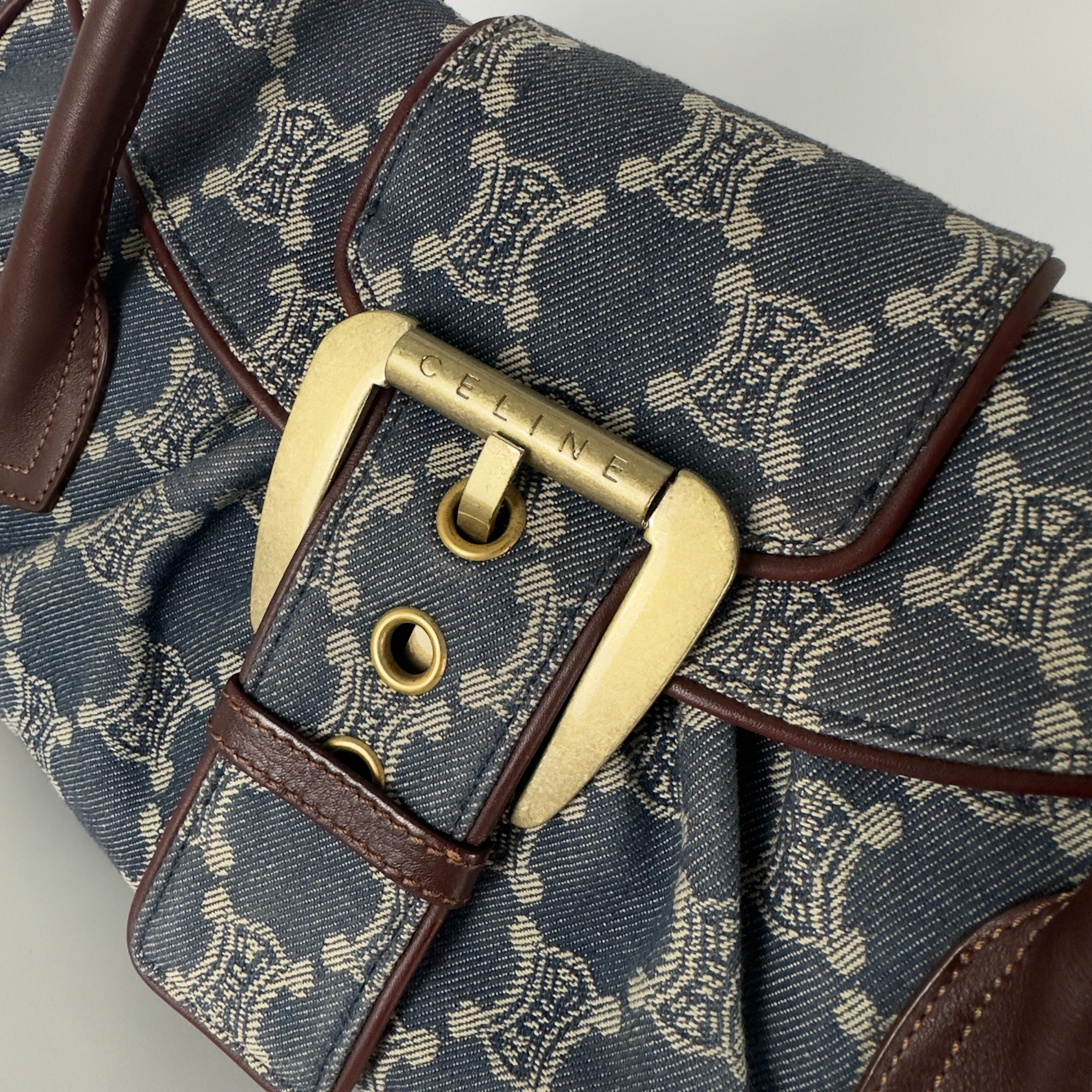 CELINE Macadam MM blue denim handbag