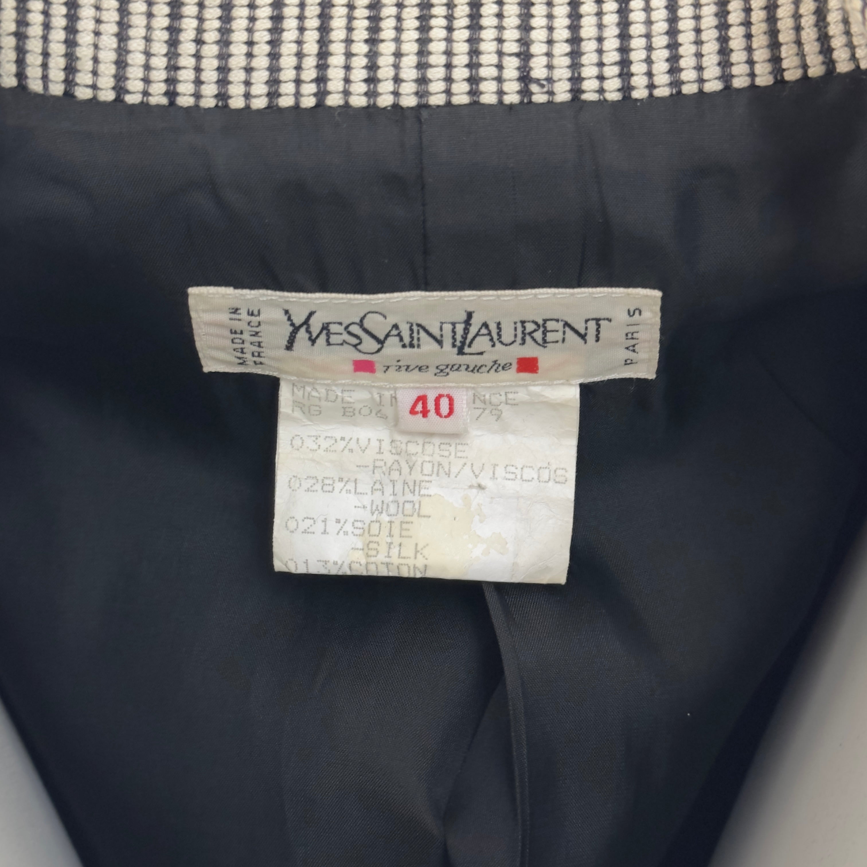 Blazer YVES SAINT LAURENT Rive Gauche S laine Noir/blanc