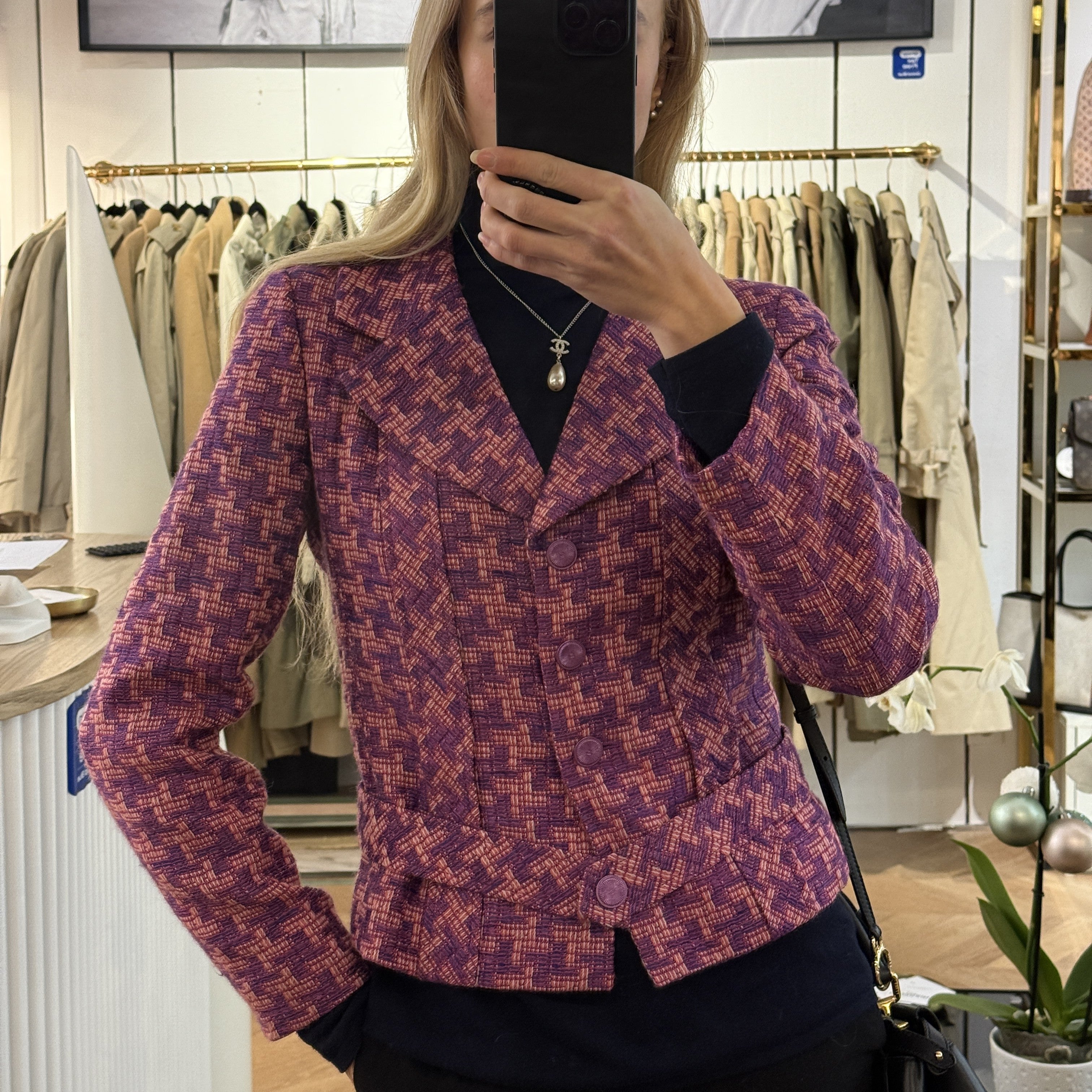 Veste CHANEL S tweed rose