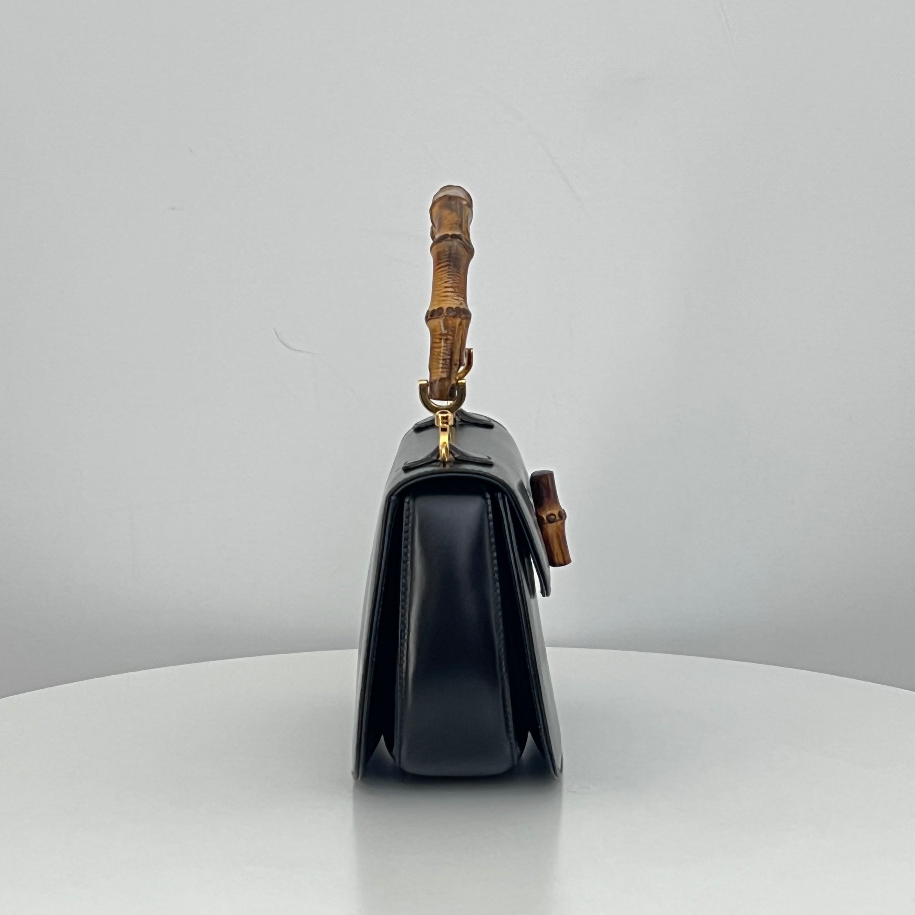 GUCCI Bamboo 1947 Small smooth black leather bag