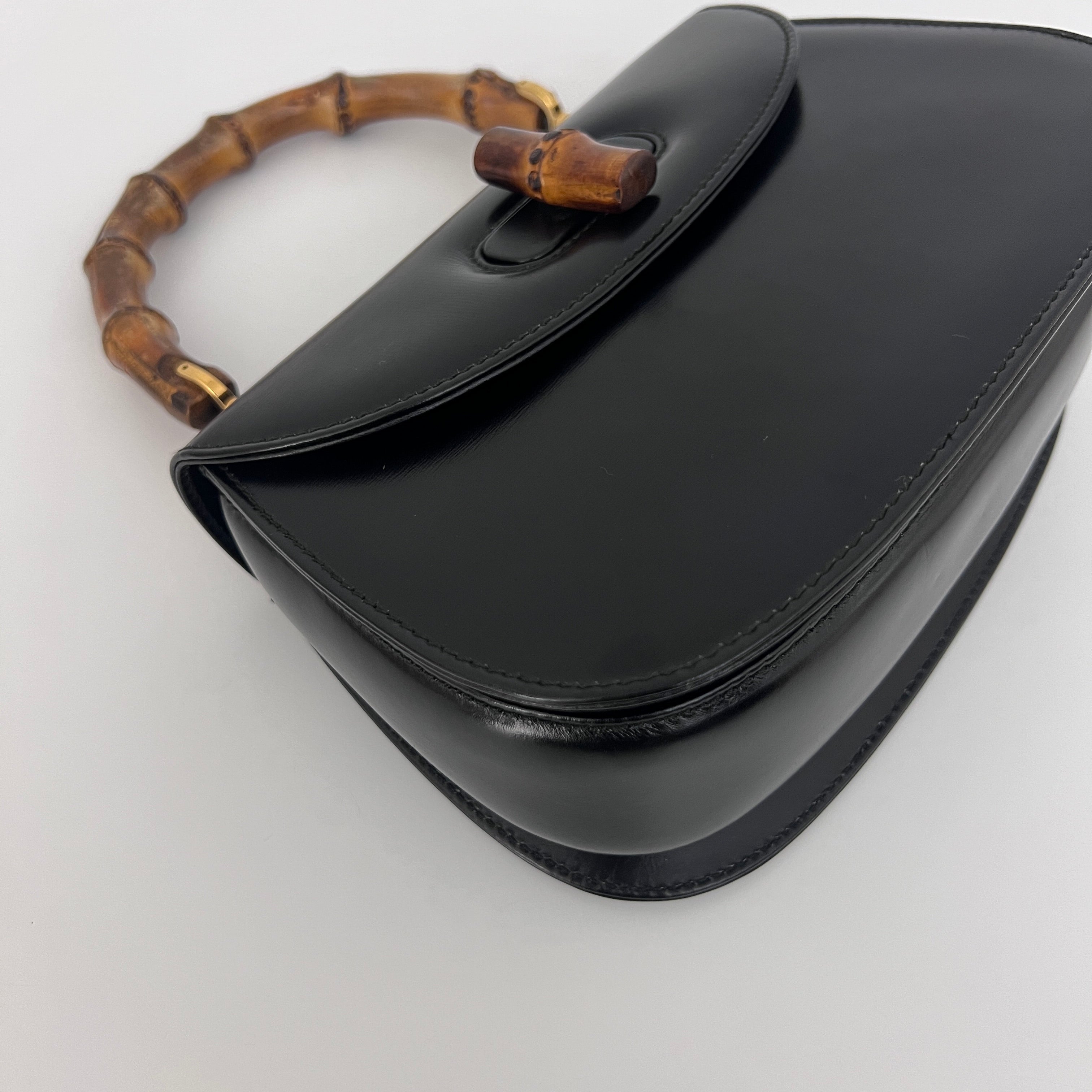 GUCCI Bamboo 1947 Small smooth black leather bag