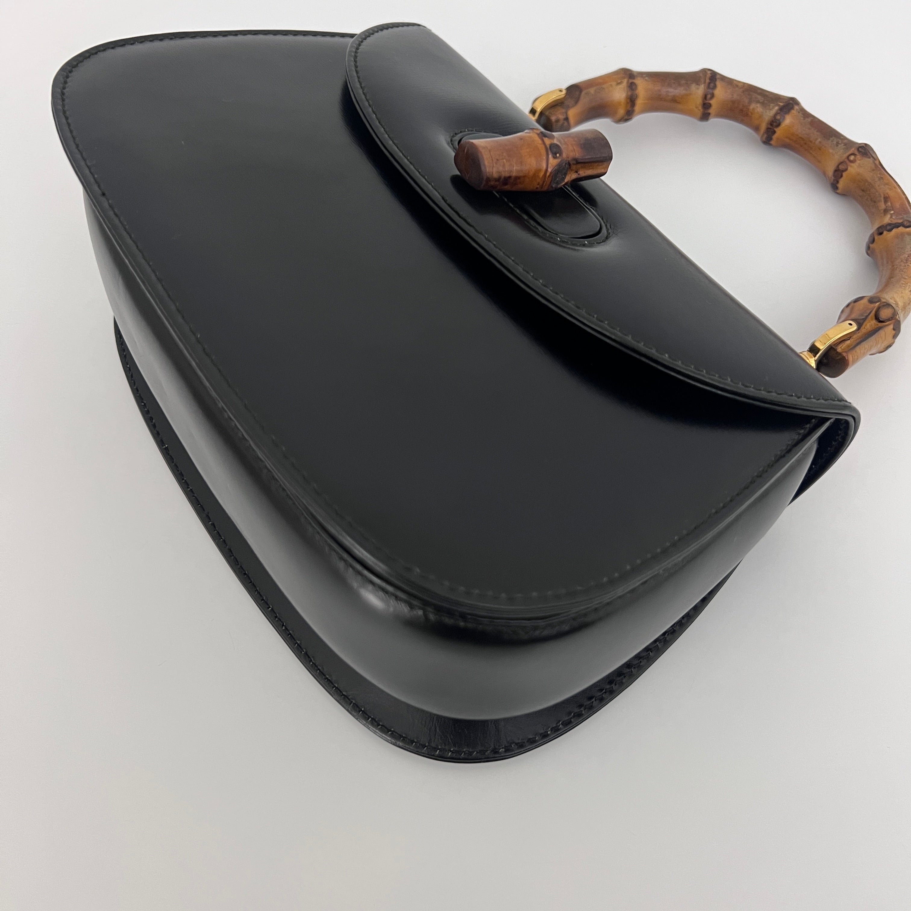 GUCCI Bamboo 1947 Small smooth black leather bag