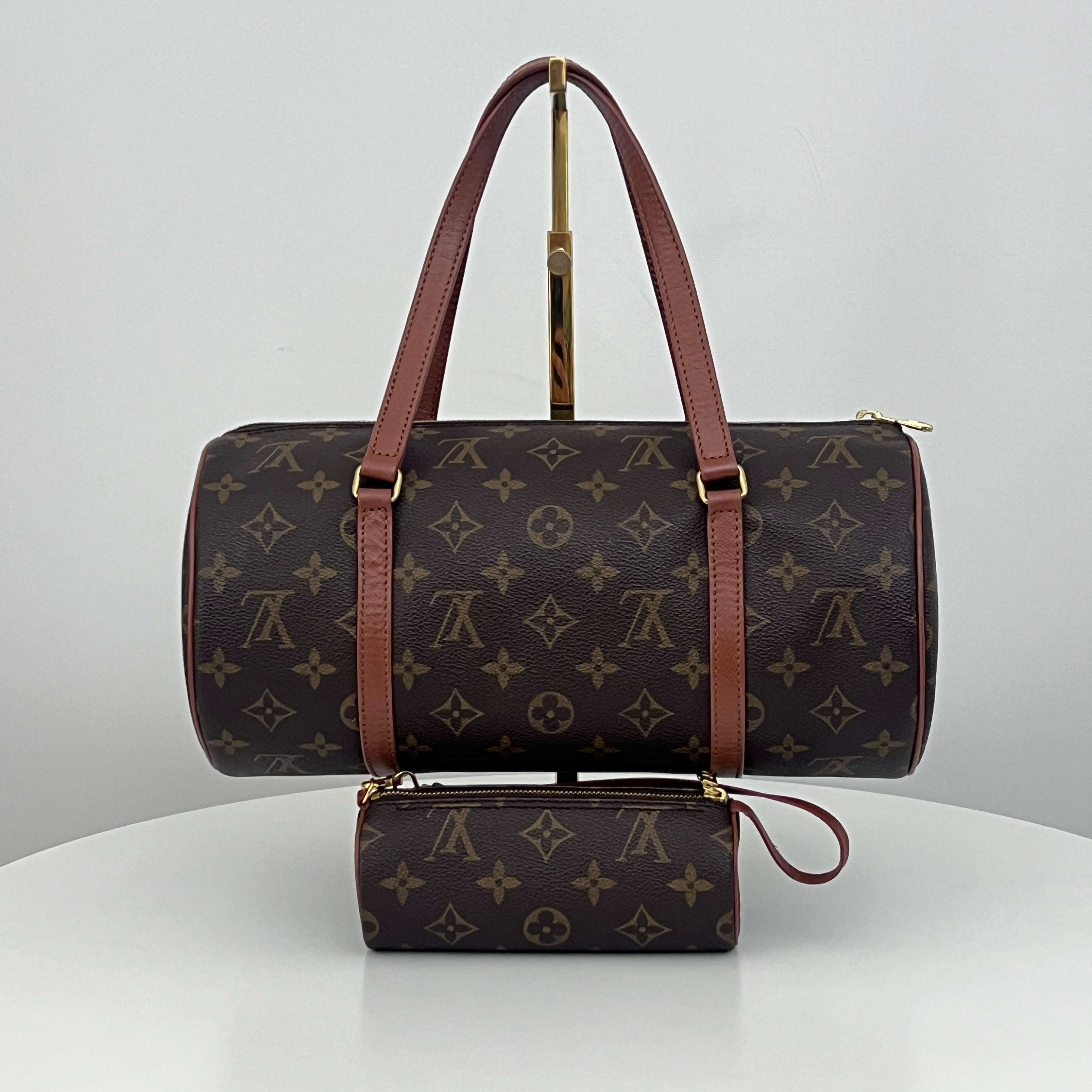 LOUIS VUITTON Papillon bag in canvas and brown leather