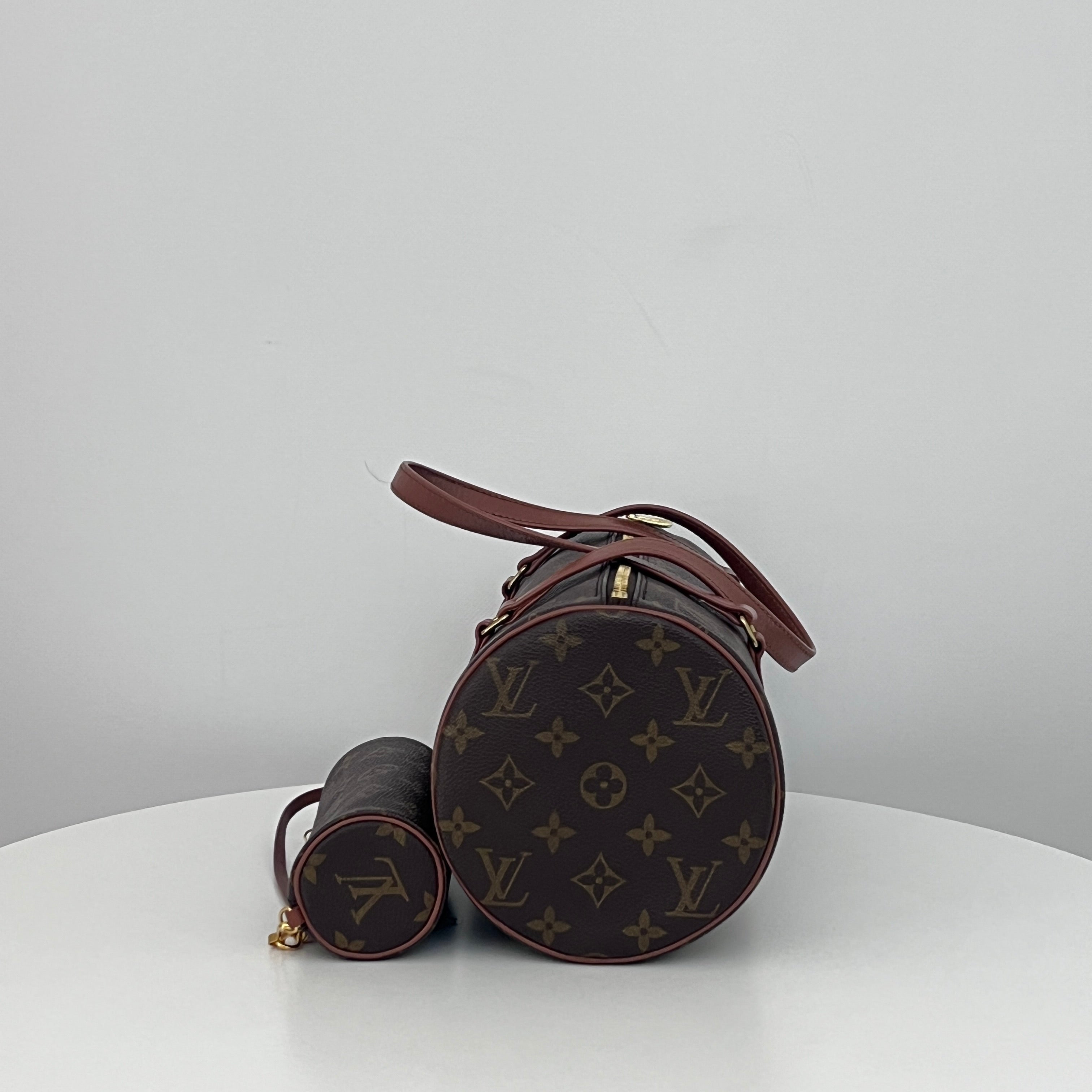 LOUIS VUITTON Papillon bag in canvas and brown leather