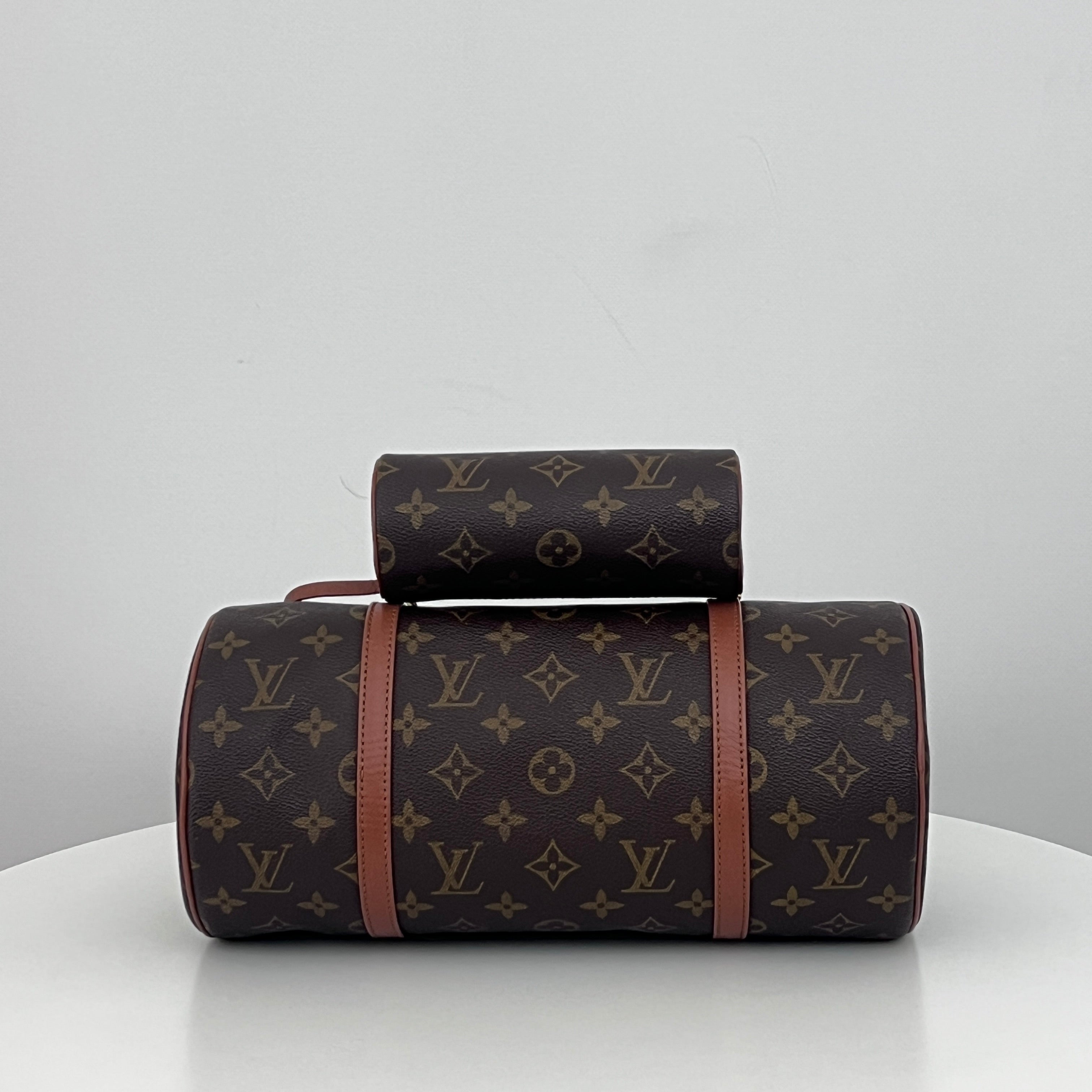 LOUIS VUITTON Papillon bag in canvas and brown leather