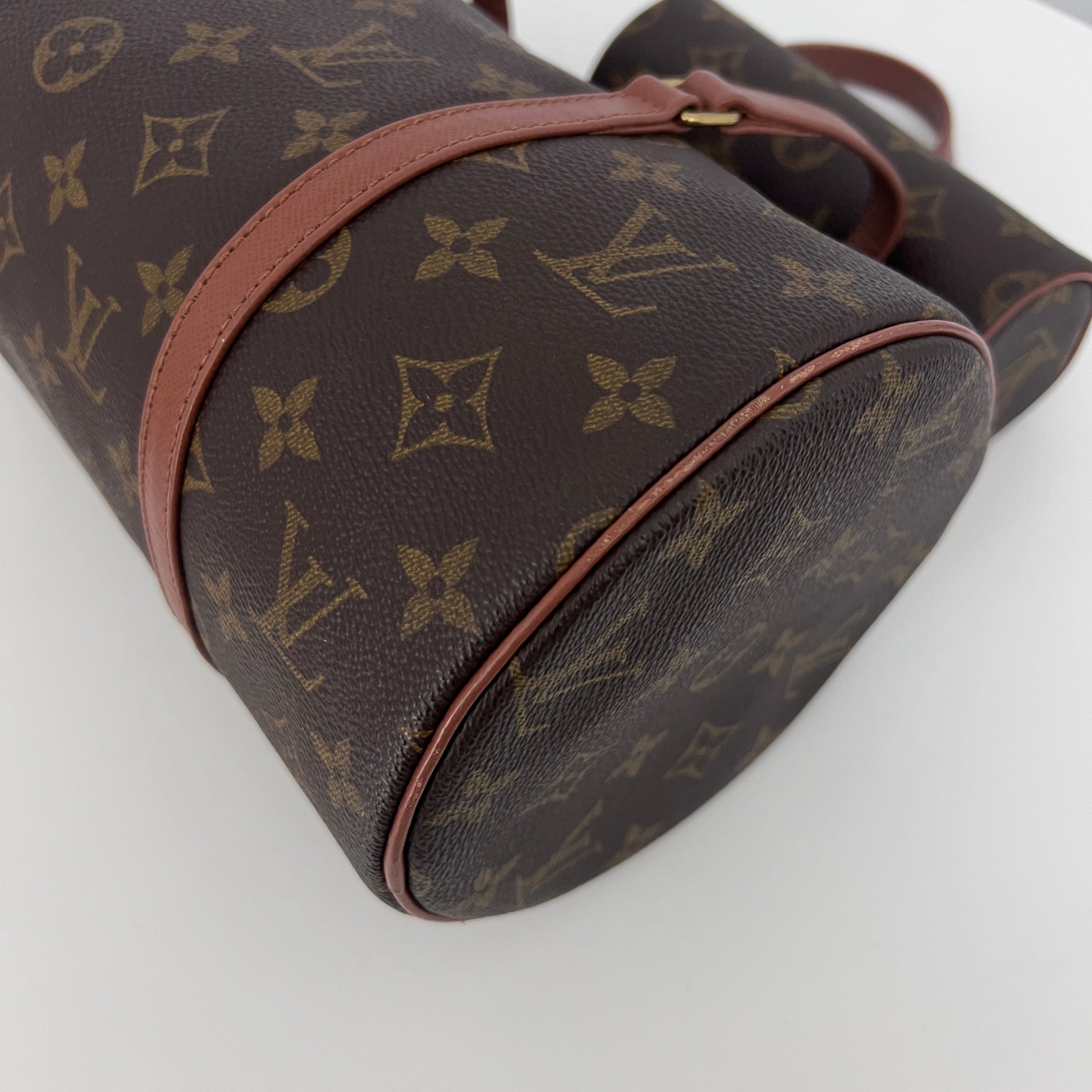 LOUIS VUITTON Papillon bag in canvas and brown leather