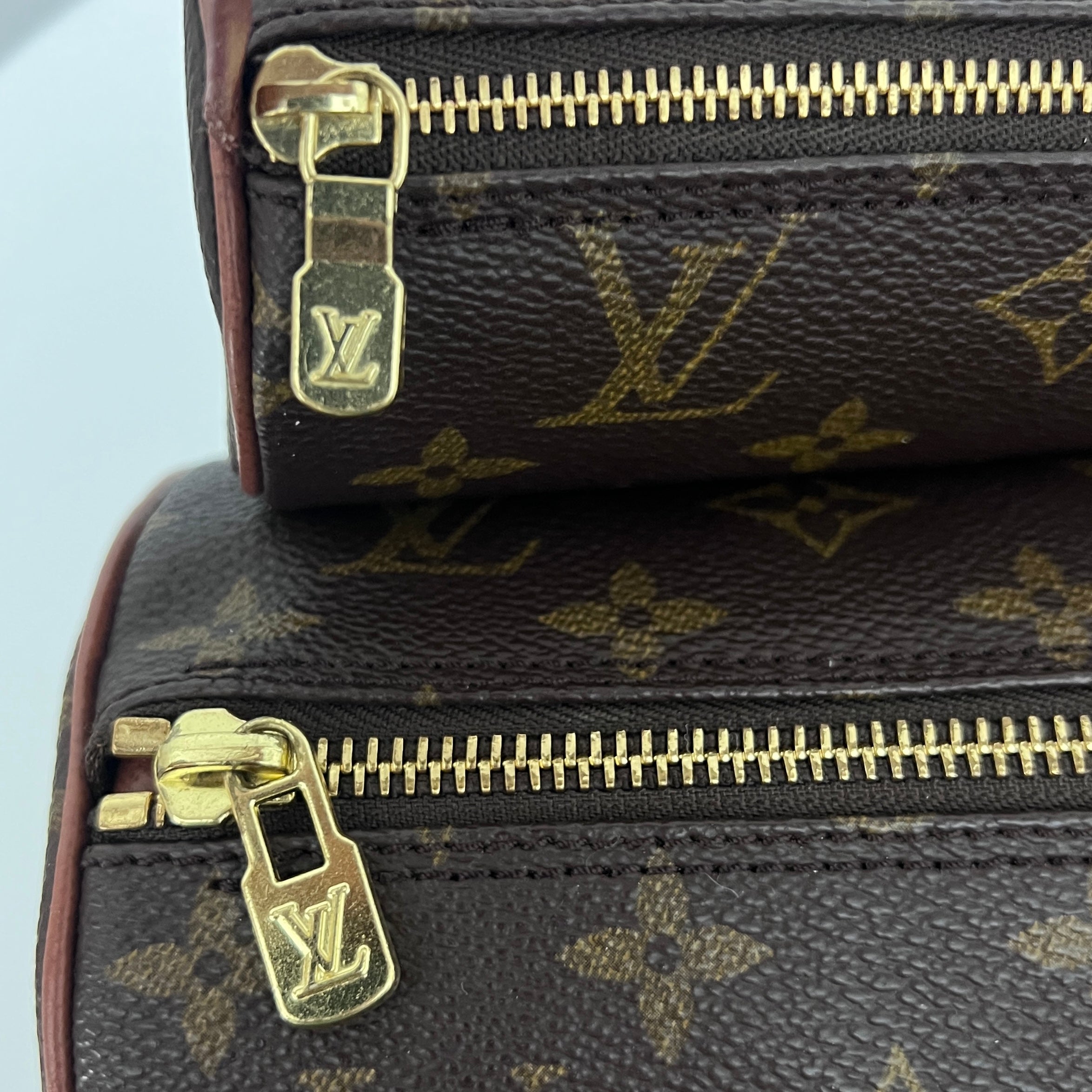 LOUIS VUITTON Papillon bag in canvas and brown leather