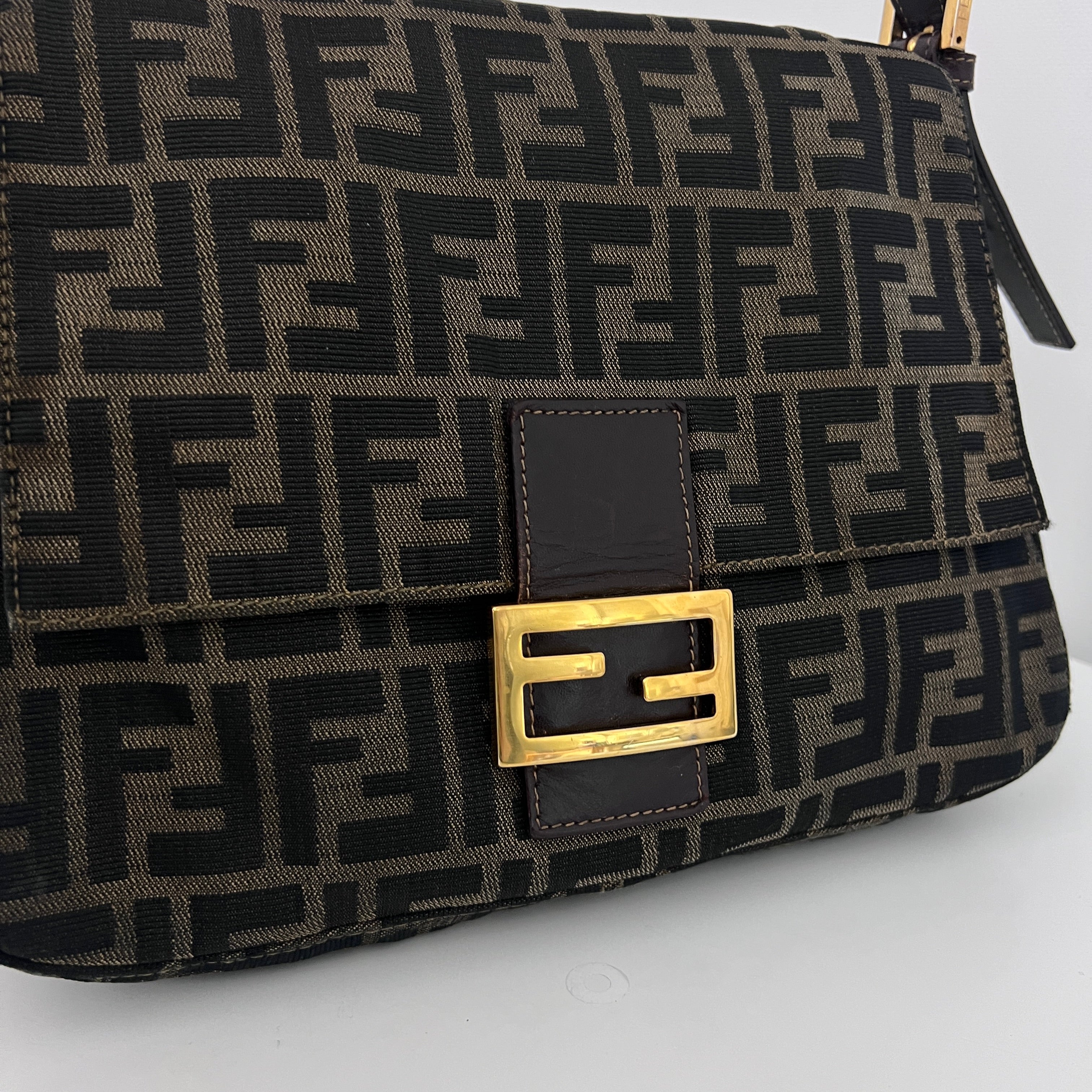 FENDI Mamma Bag in brown canvas and leather