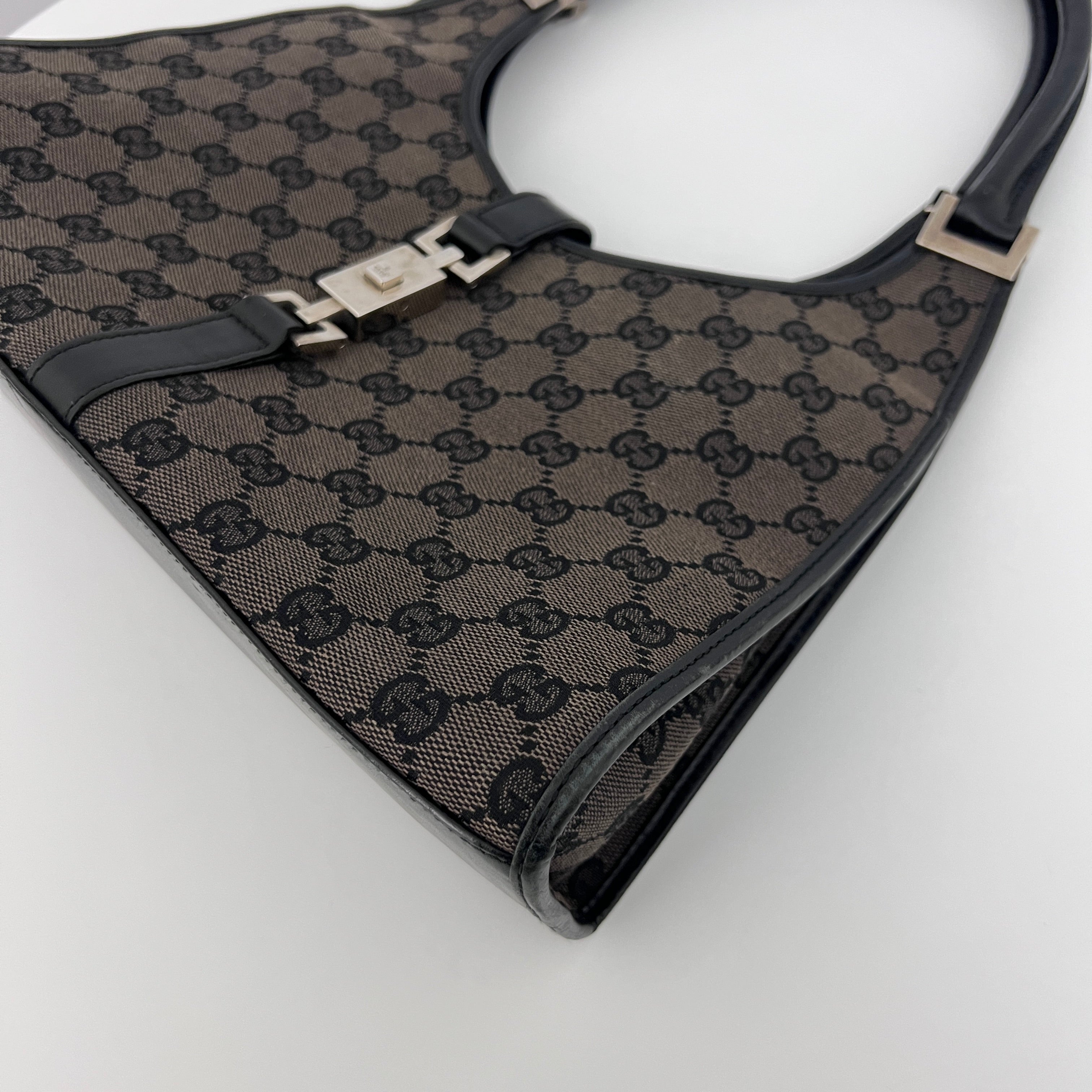 GUCCI Jackie brown canvas and leather bag