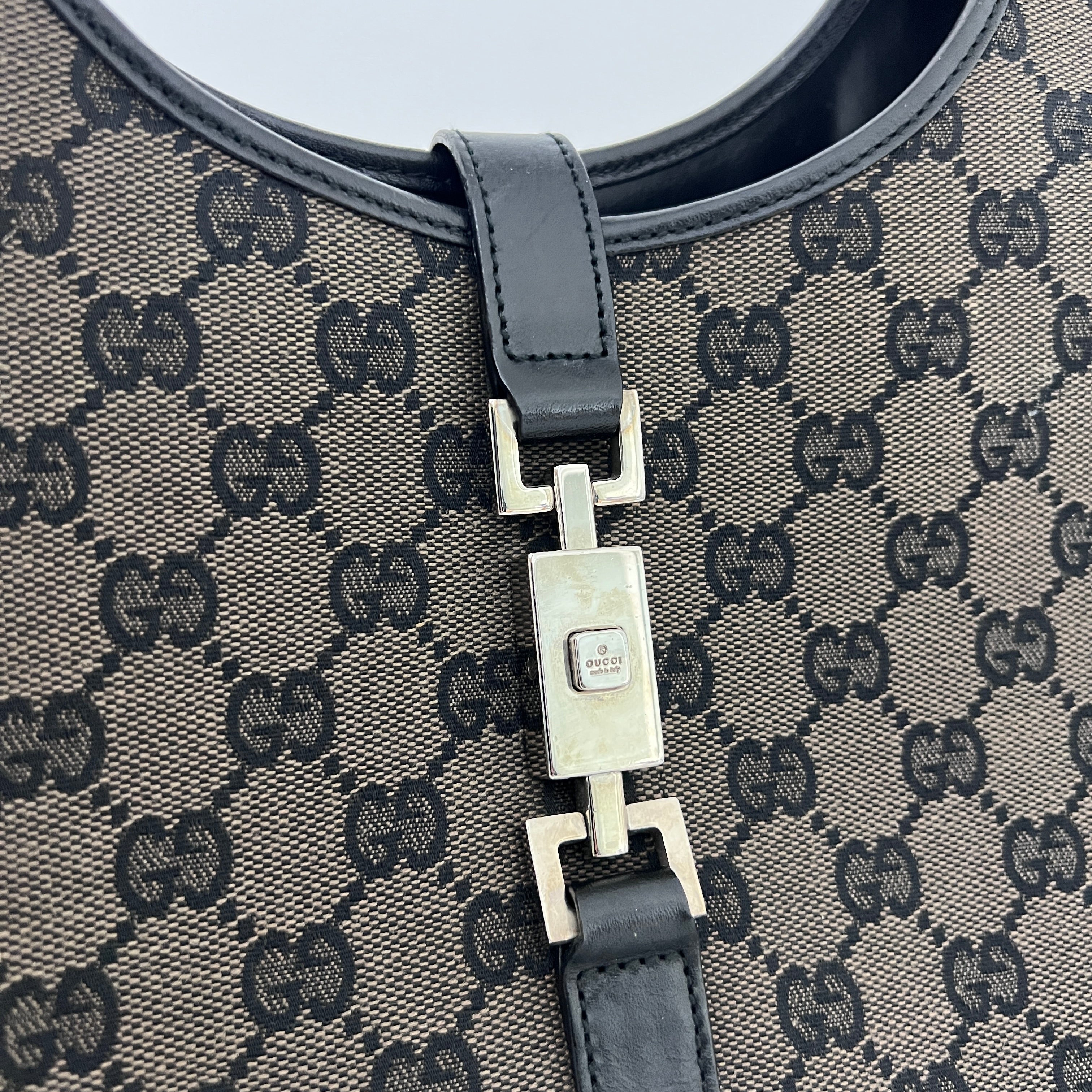 GUCCI Jackie brown canvas and leather bag