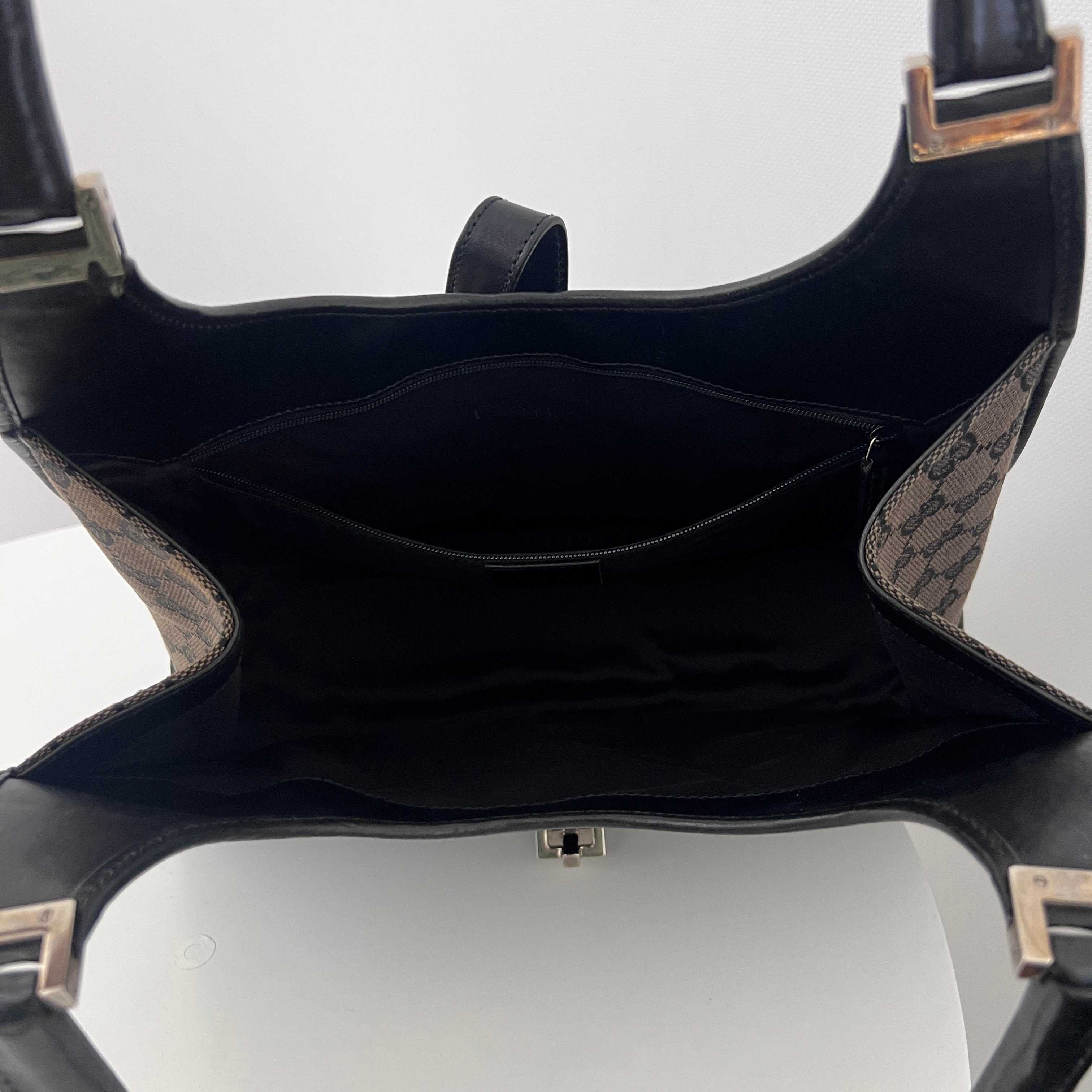 GUCCI Jackie brown canvas and leather bag