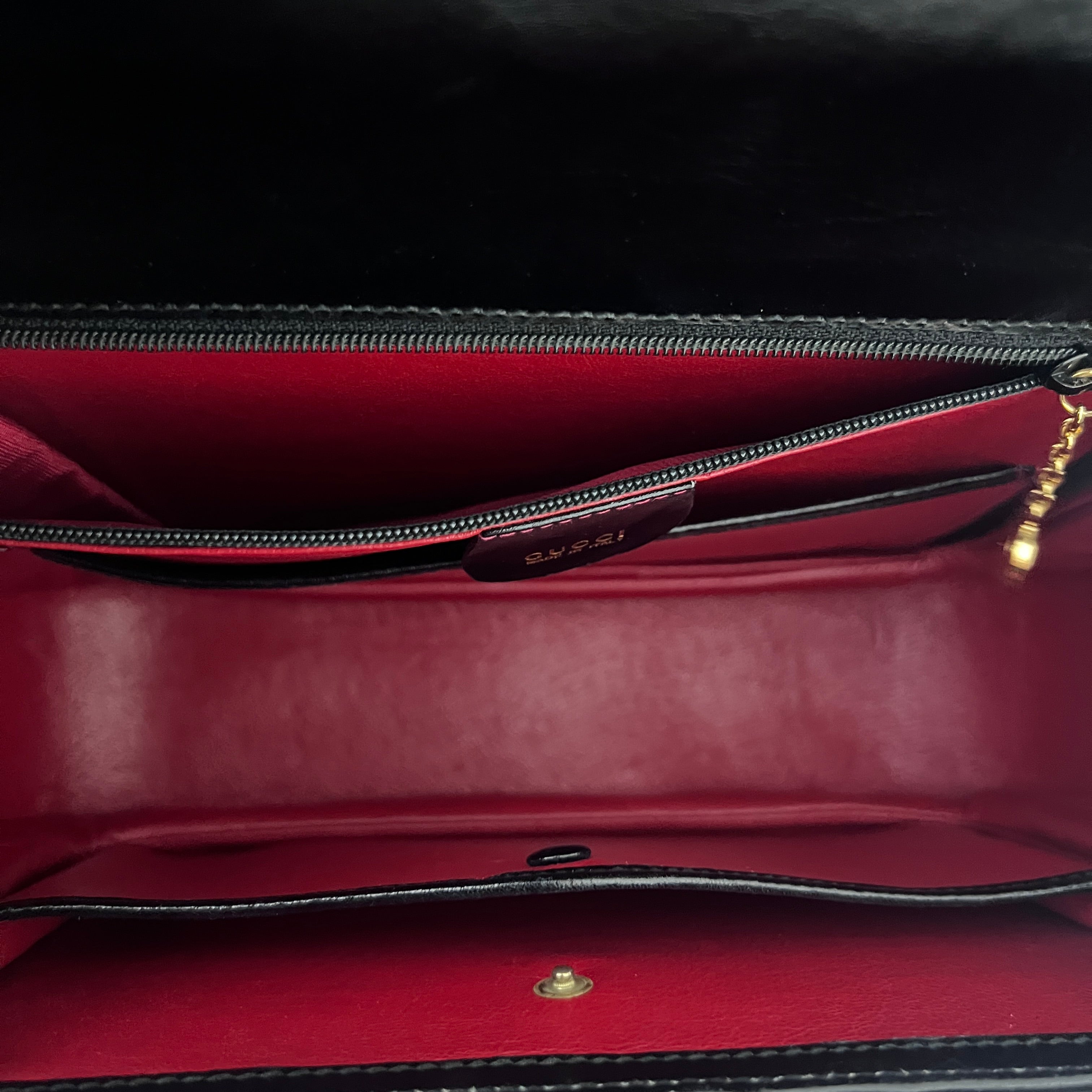 Sac à bandoulière GUCCI Bamboo 1947 cuir lisse noir