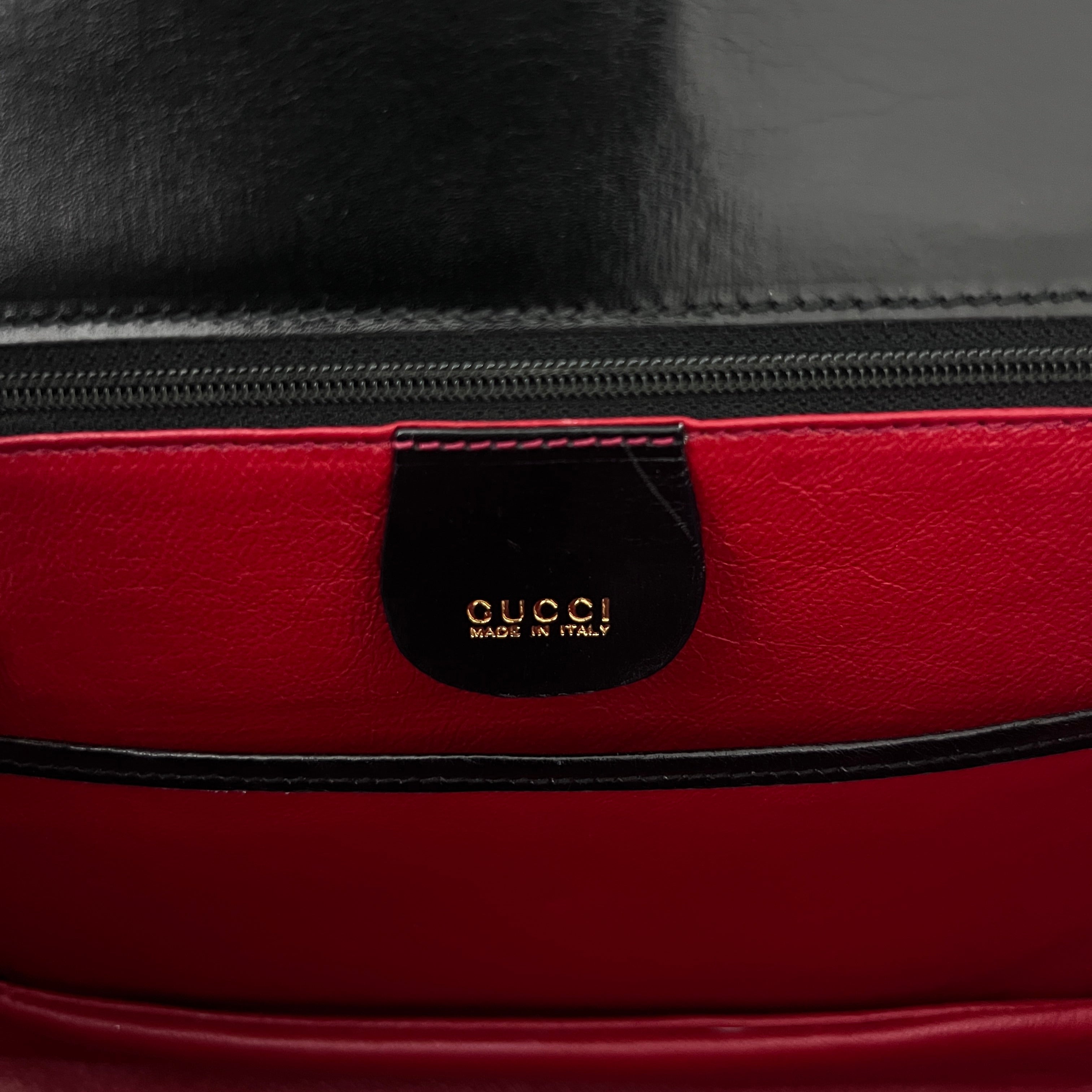 Sac à bandoulière GUCCI Bamboo 1947 cuir lisse noir