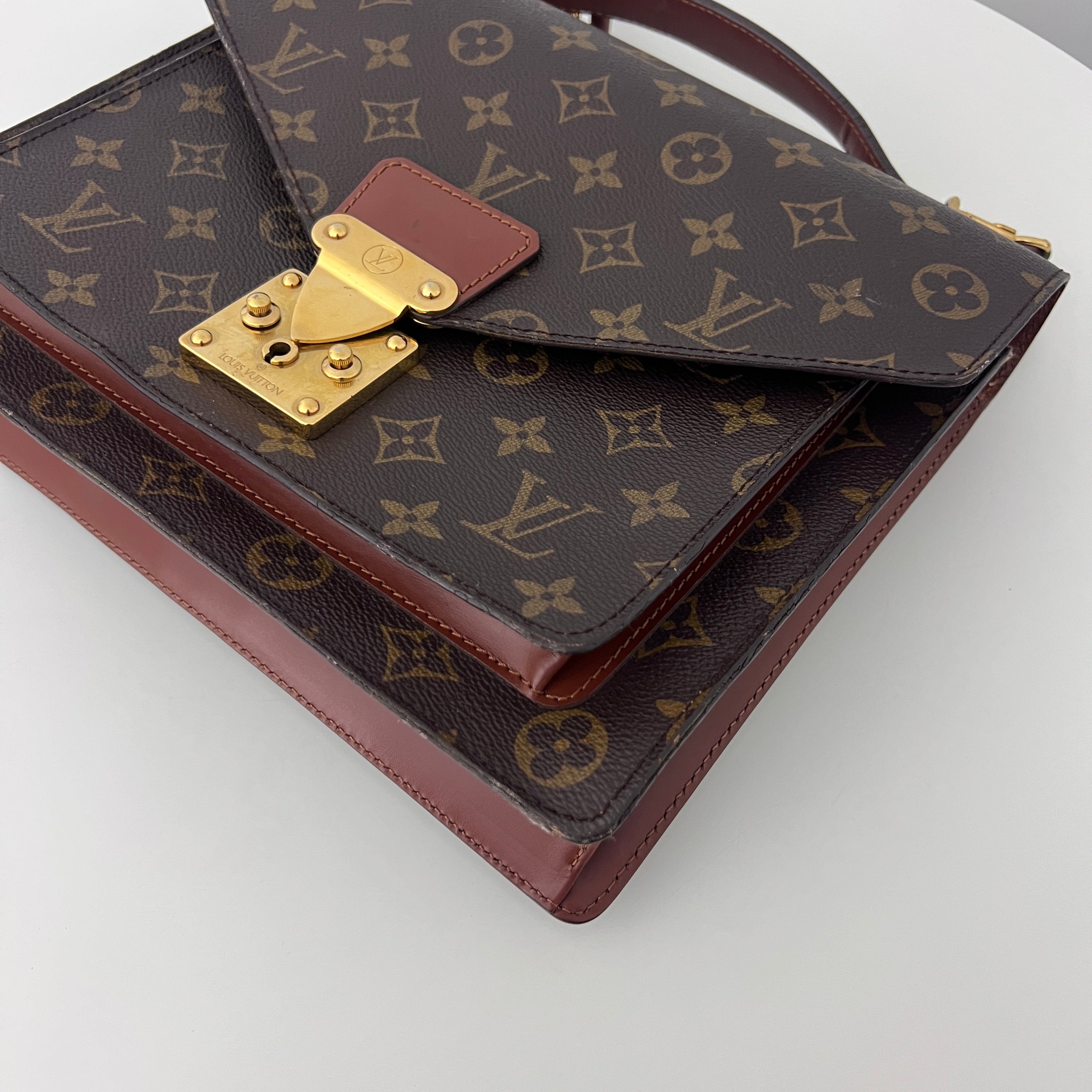 Sac à bandoulière LOUIS VUITTON Monceau toile et cuir marron