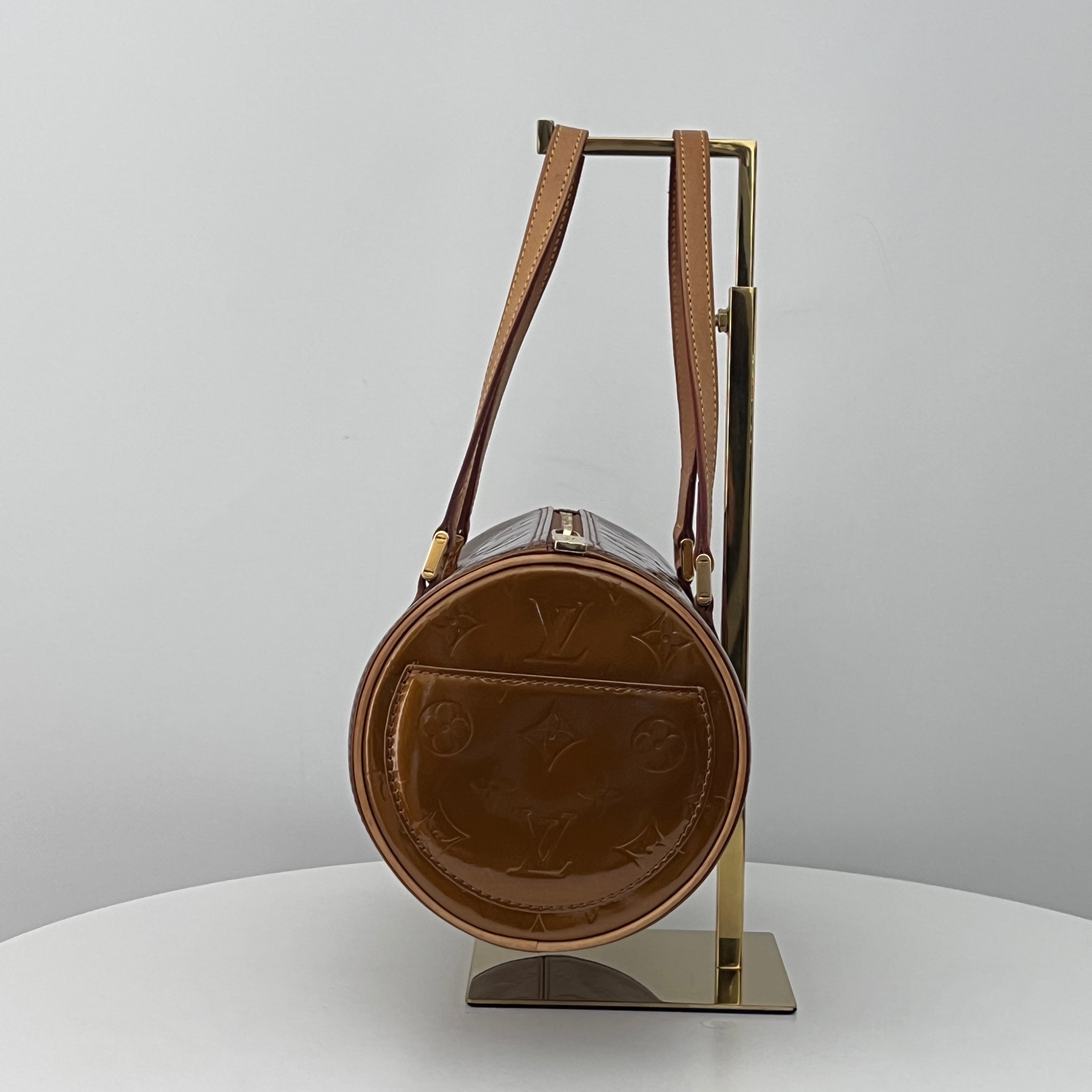 Sac LOUIS VUITTON Bedford cuir verni marron gold