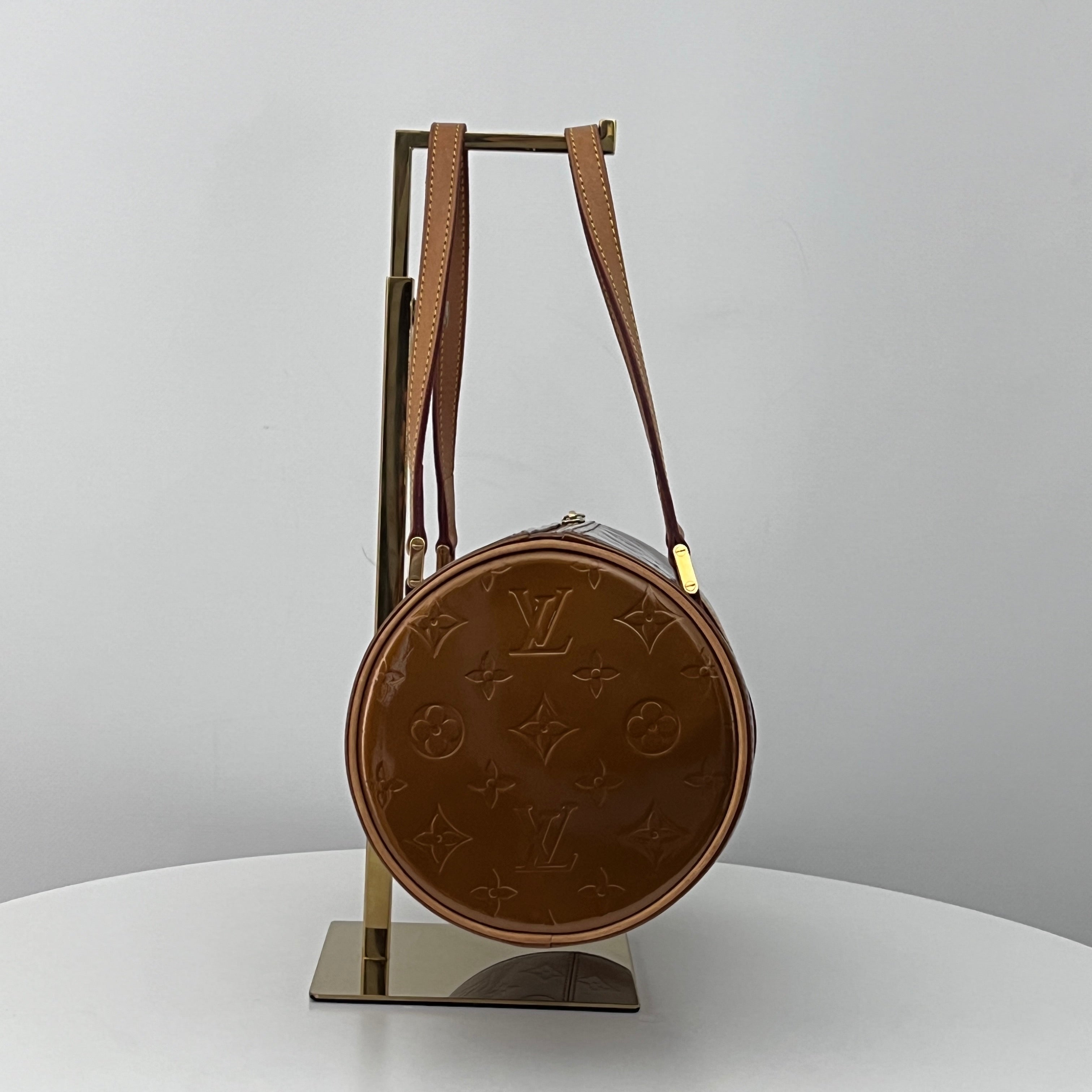 Sac LOUIS VUITTON Bedford cuir verni marron gold