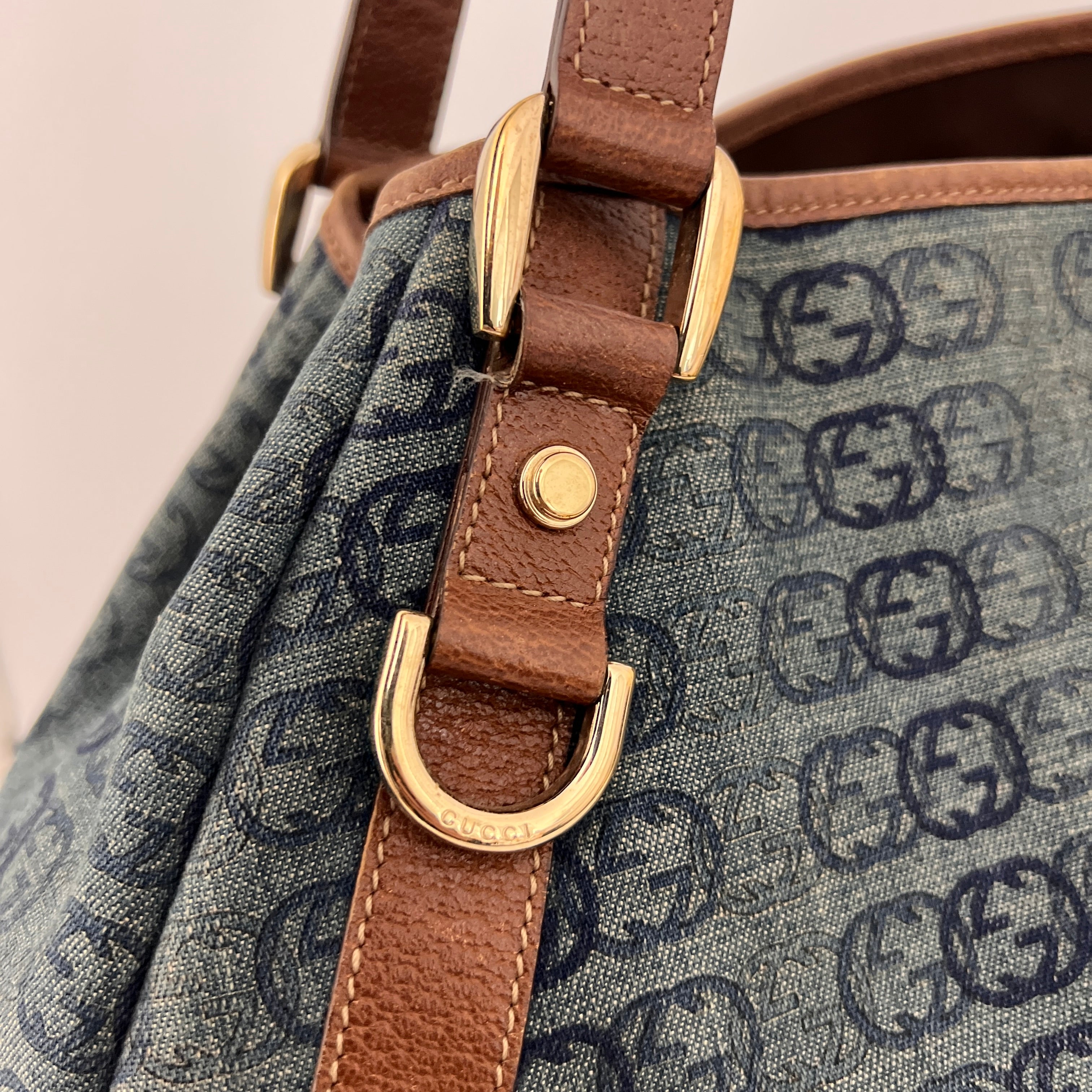 Sac GUCCI Abbey Hobo denim bleu